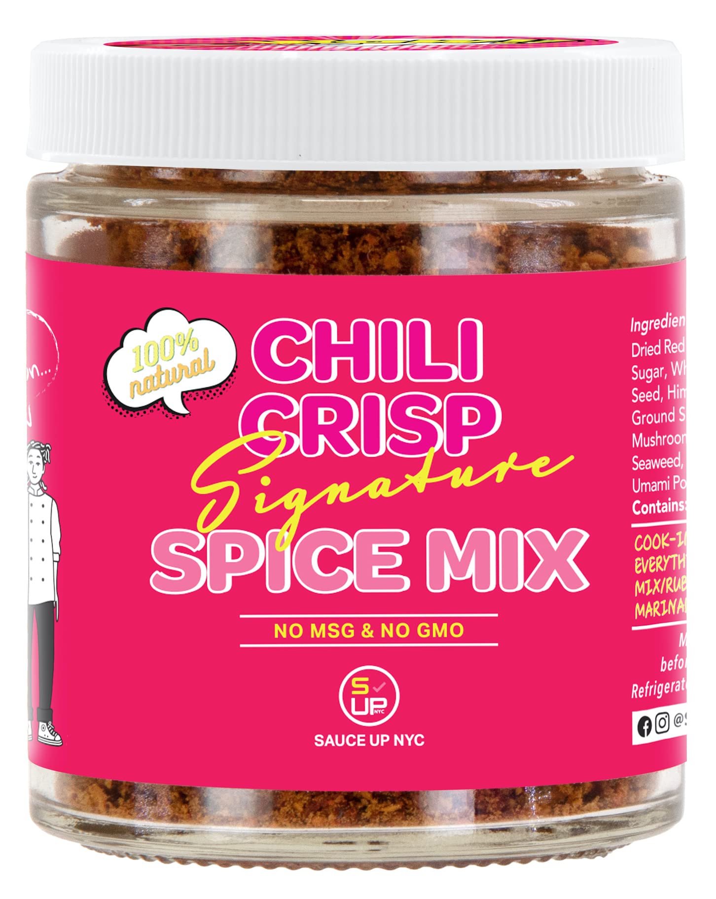 SAUCE UP Chili-Crisp Spice Mix 3.5oz- Unique Blend of Mexican Peppers & Spice Mix/Rub/Seasoning, and more- Versatile, GF, No Msg, No-GMO (Spicy, Sweet, Umami Rich, Smoky & Savory) -Good on Anything!