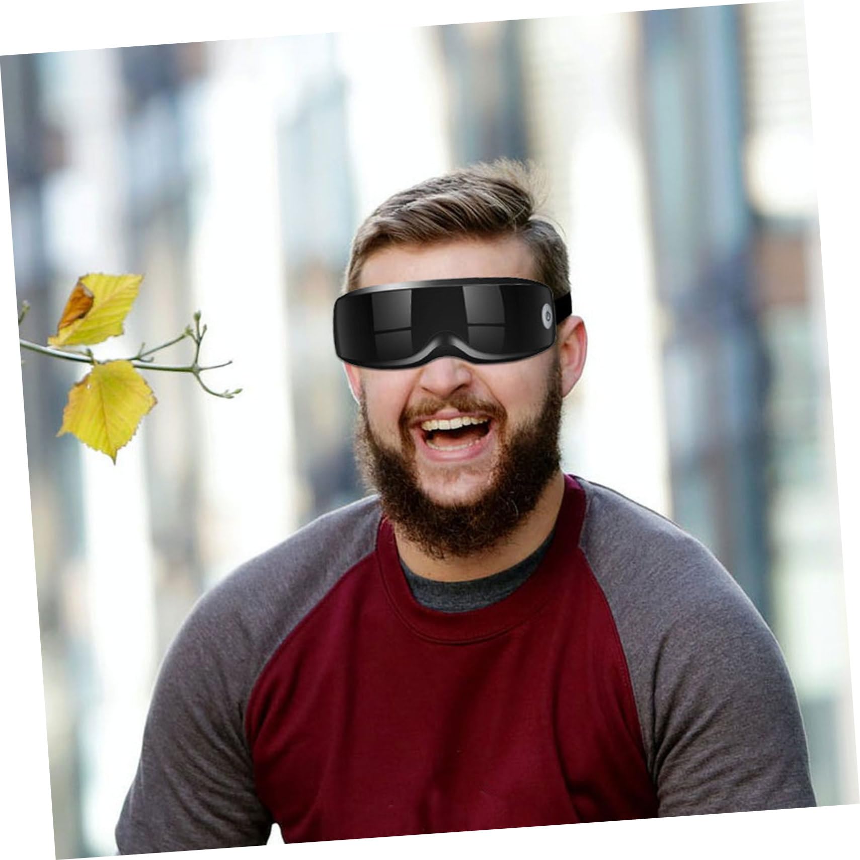 KOMBIUDA Masajeador Eléctrico de Ojos Banda Elástica Ajustable y Masaje Vibratorio para Aliviar la Fatiga Ocular Estrés Batería Recargable de 200mah
