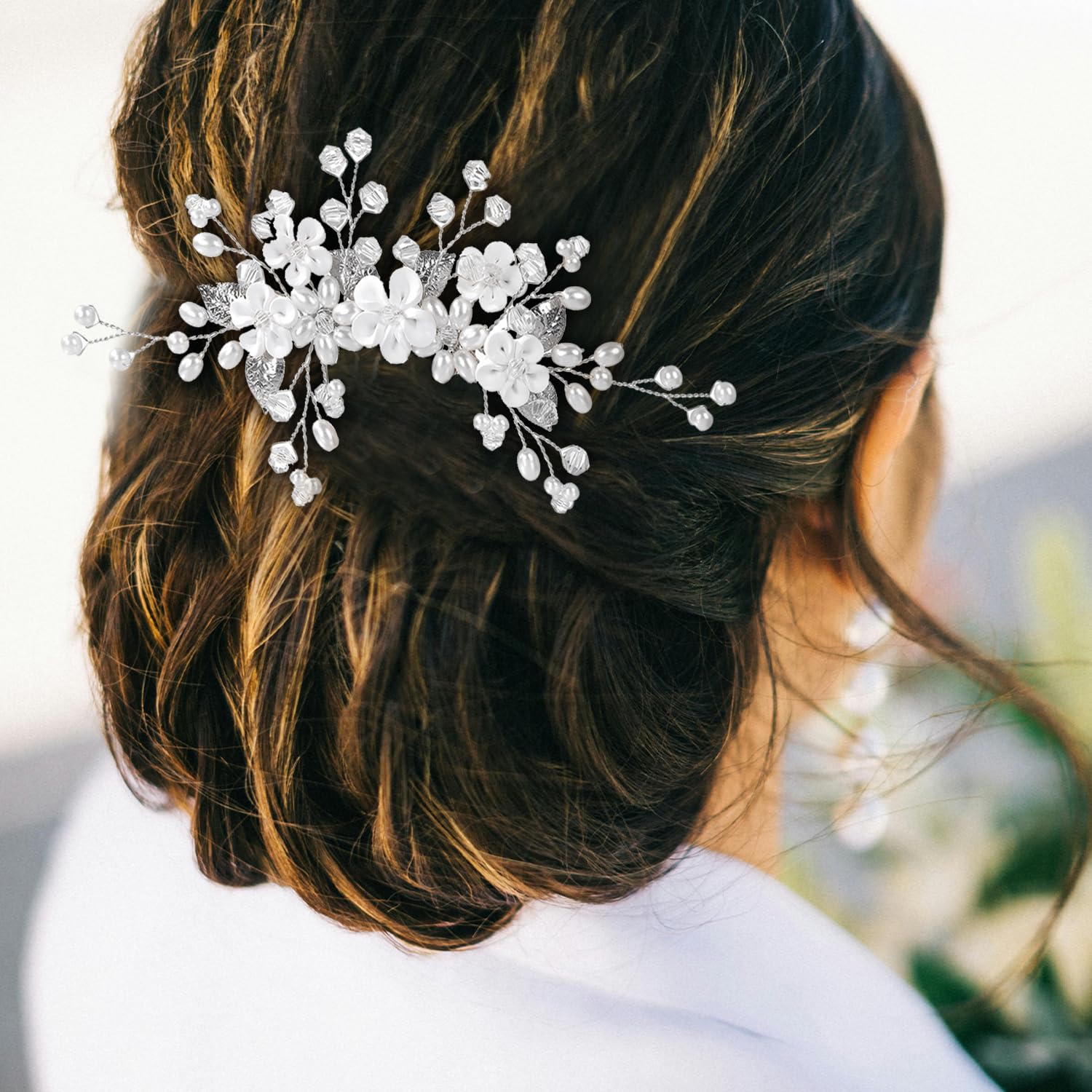 Bridal Wedding Hair Combs, Crystal Hairpiece Flower Hair Vines for Weddings and Special Occasions(silver) - Image 4