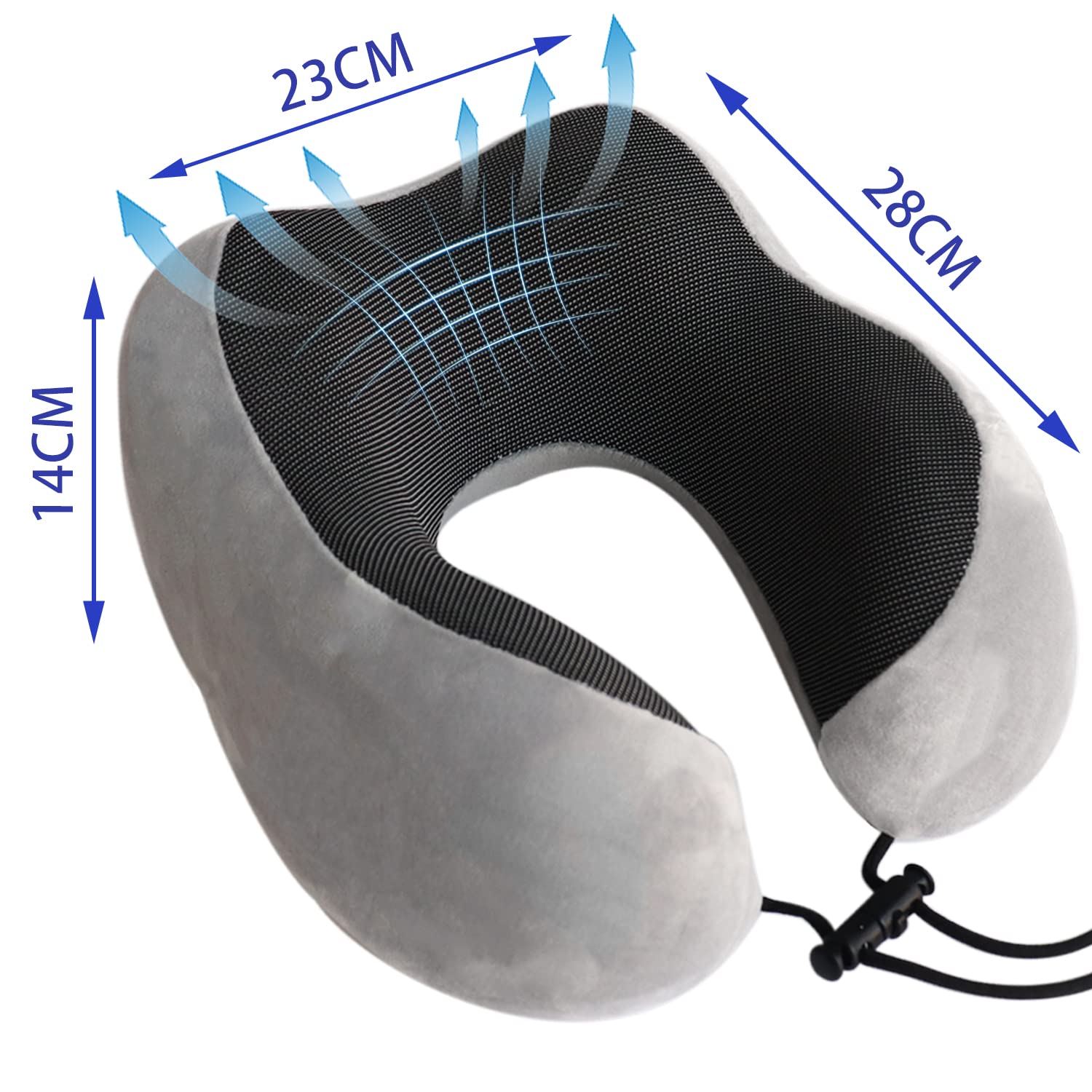 Cuscino Da Viaggio Memory Foam - Per Collo, Leggero E Compatto - Nero - Ideale Per Aereo, Auto, Treno