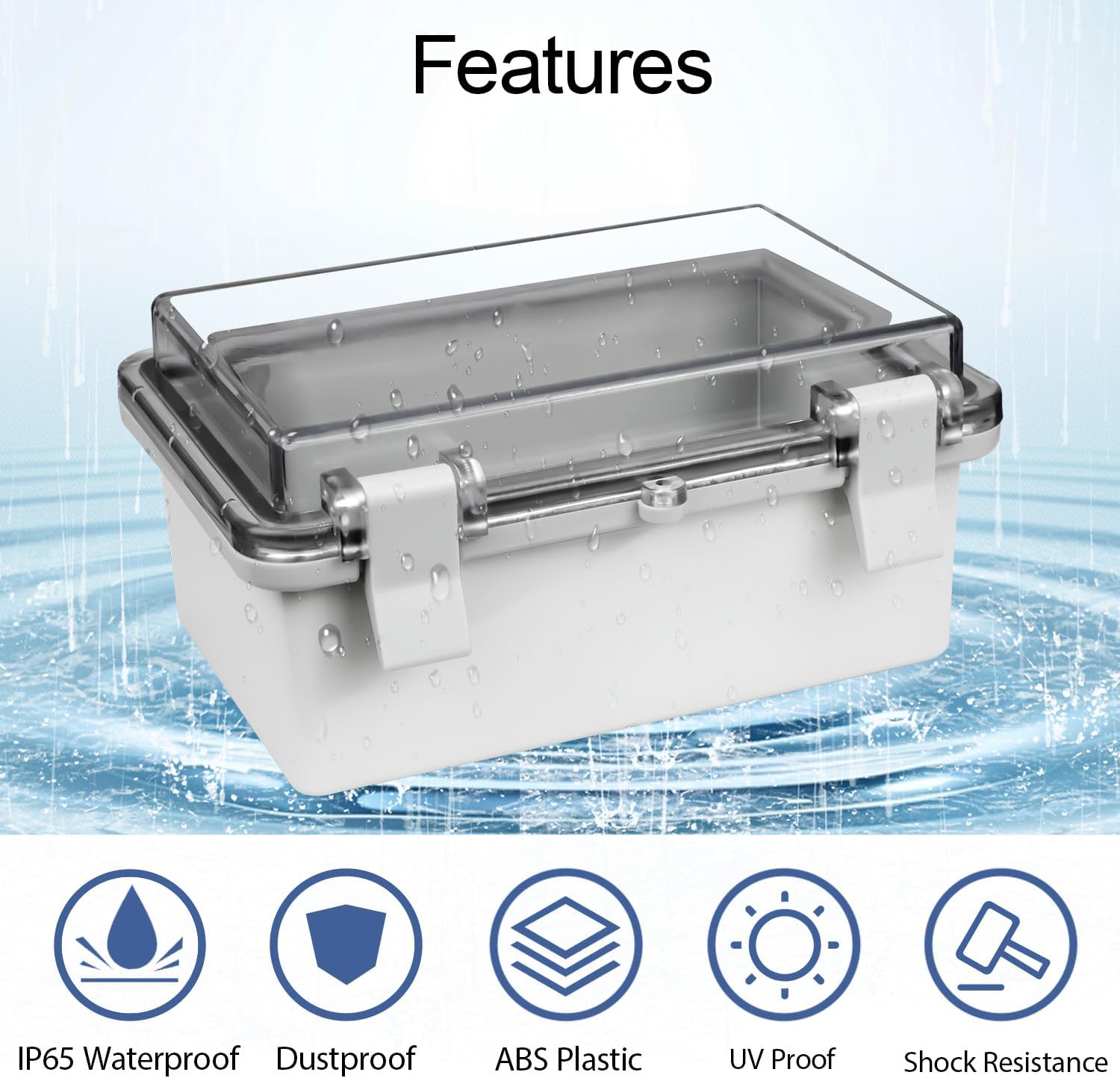 ABS Plastic Dustproof Waterproof IP65 Junction Box Hinged Shell Universal Electrical Project Enclosure Gray, with PC Transparent Clear Cover 5.9 x 3.9 x 2.8inch(150 x100 x70mm)