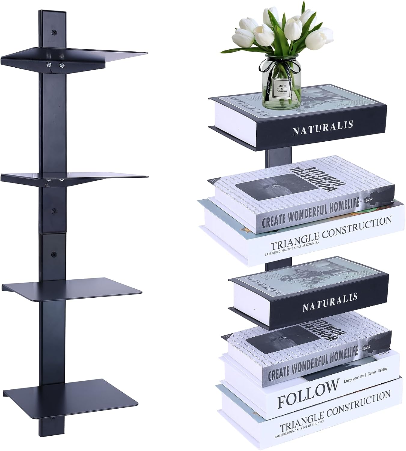 Iswabard Invisible Book Shelf Floating Book Shelves for Wall 2 Tier Floating Book