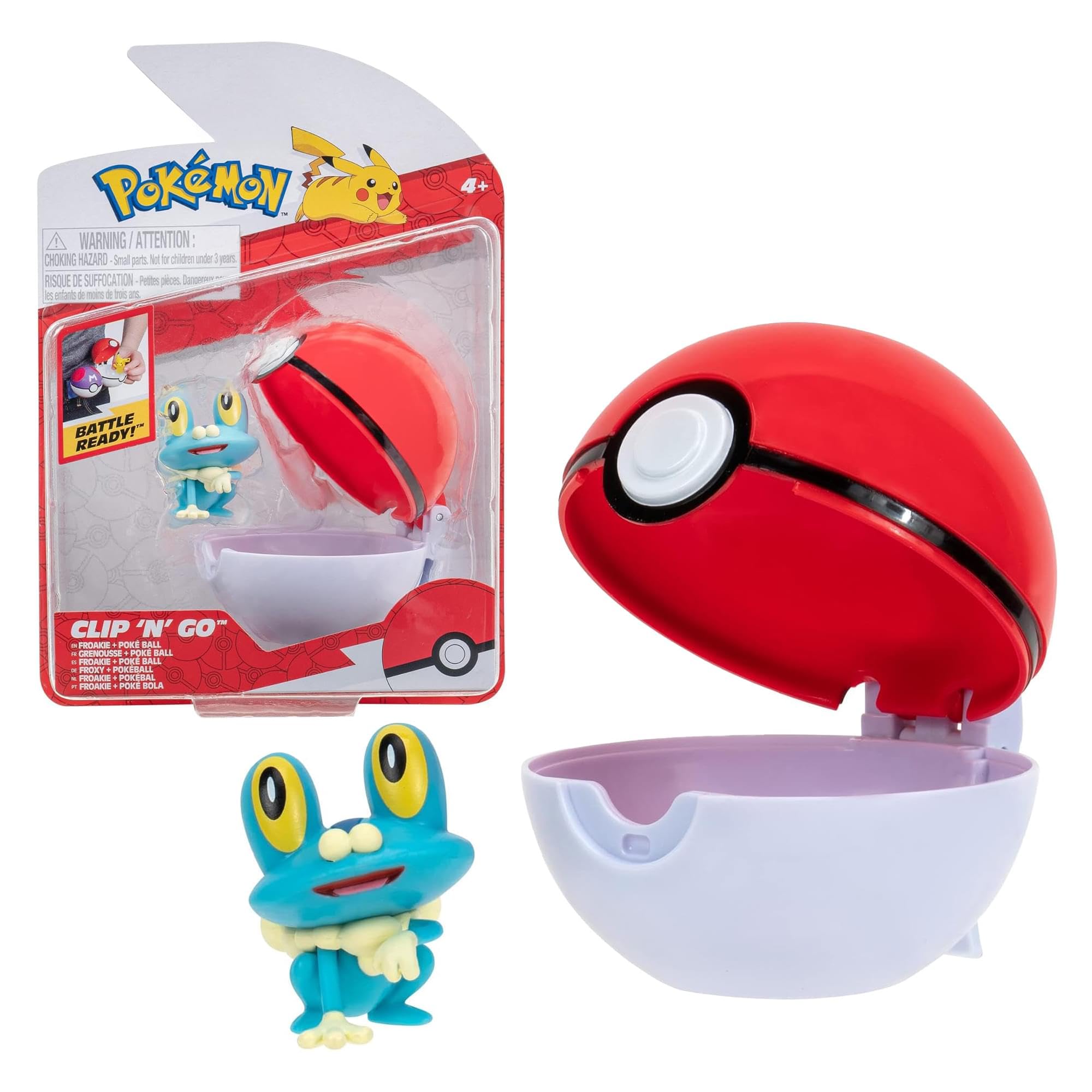 Pokémon PKW3133 – Clip'n'Go Poké Balls – Froxy & Pokéball Ufficiale Poké Ball con Personaggio di 5 cm