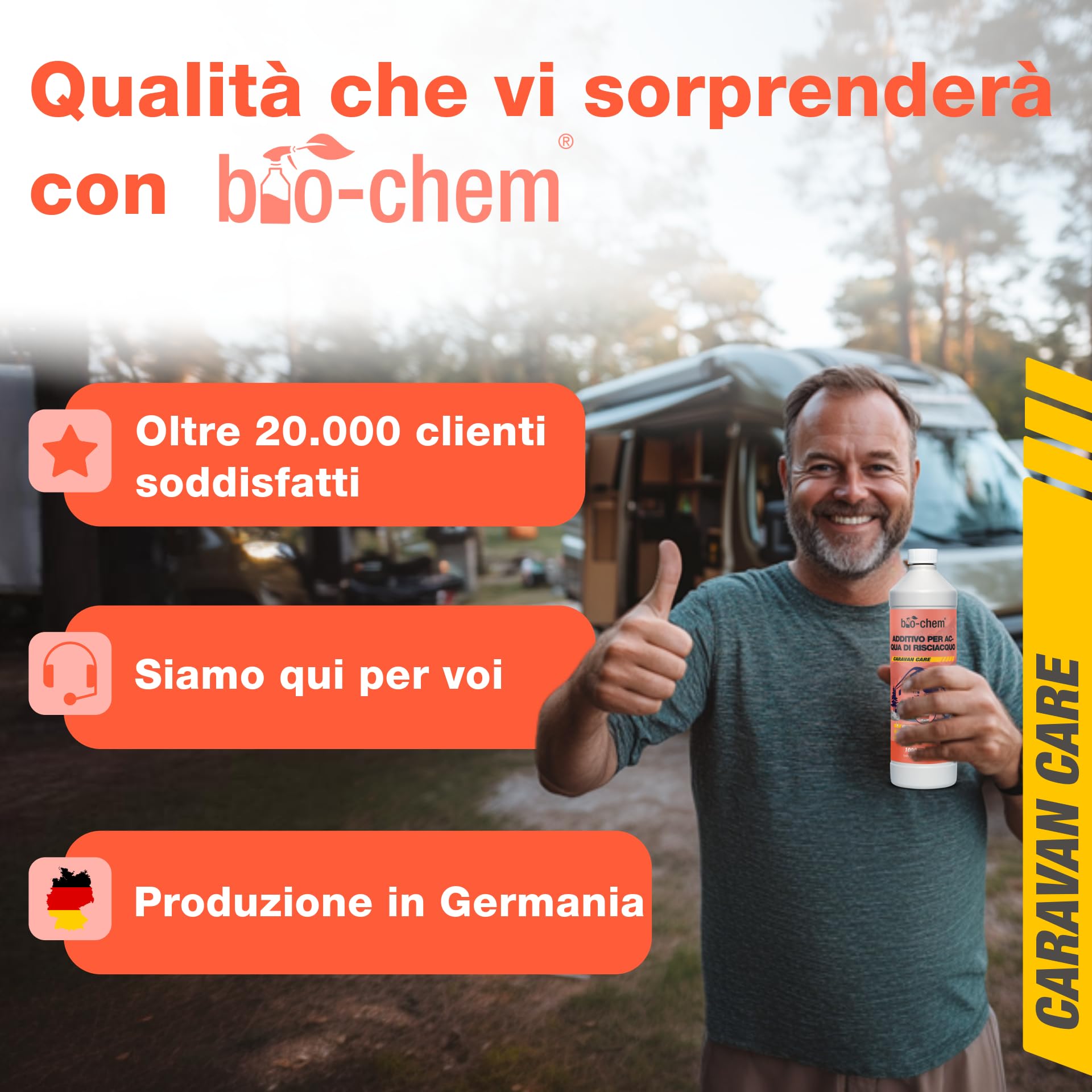 bio-chem Additivo sanitario acqua di risciacquo 5L | Nuova formula con microrganismi - Prodotto per la pulizia dei servizi igienici a secco in campeggio e in roulotte