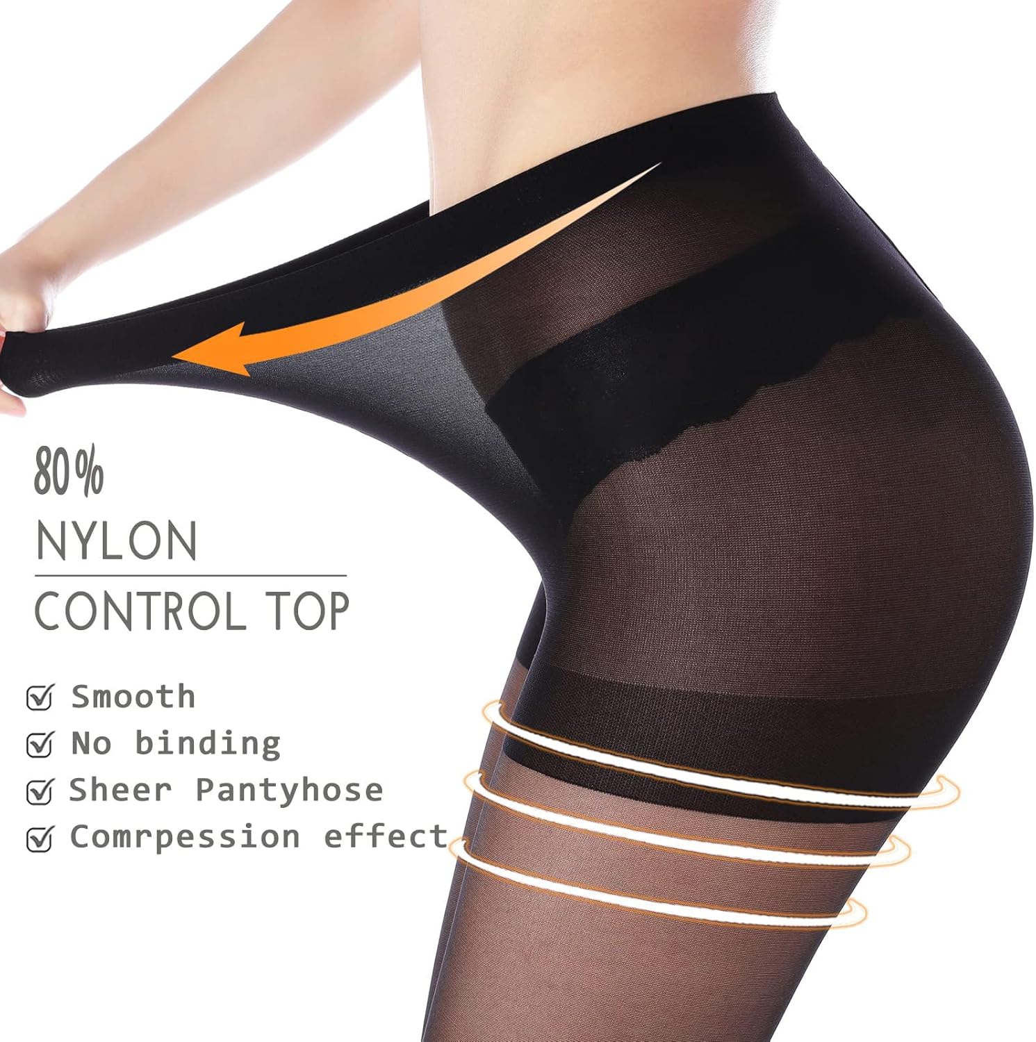 3 Pairs Women's Sheer Footless Tights 30D Microfibre Control Top Pantyhose Run Resistant - Image 3