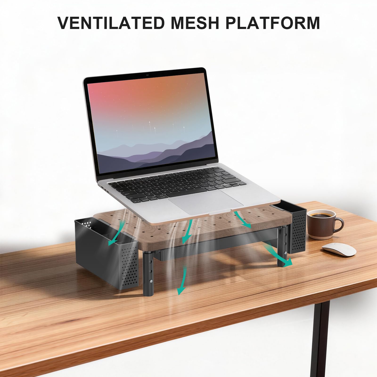 WALI Computer Monitor Stand with Storage and Pen Holder view 5