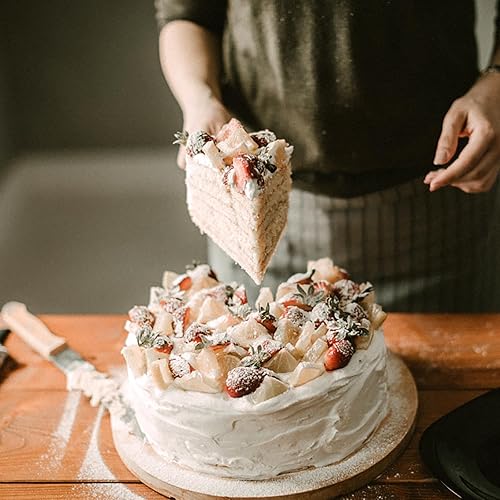 Miniatura 6 de Nicunom Paquete de 2 tablas de servir grandes de losa de madera, tabla de cortar redonda de madera de 9"-10"/11"-12", rebanadas de madera para