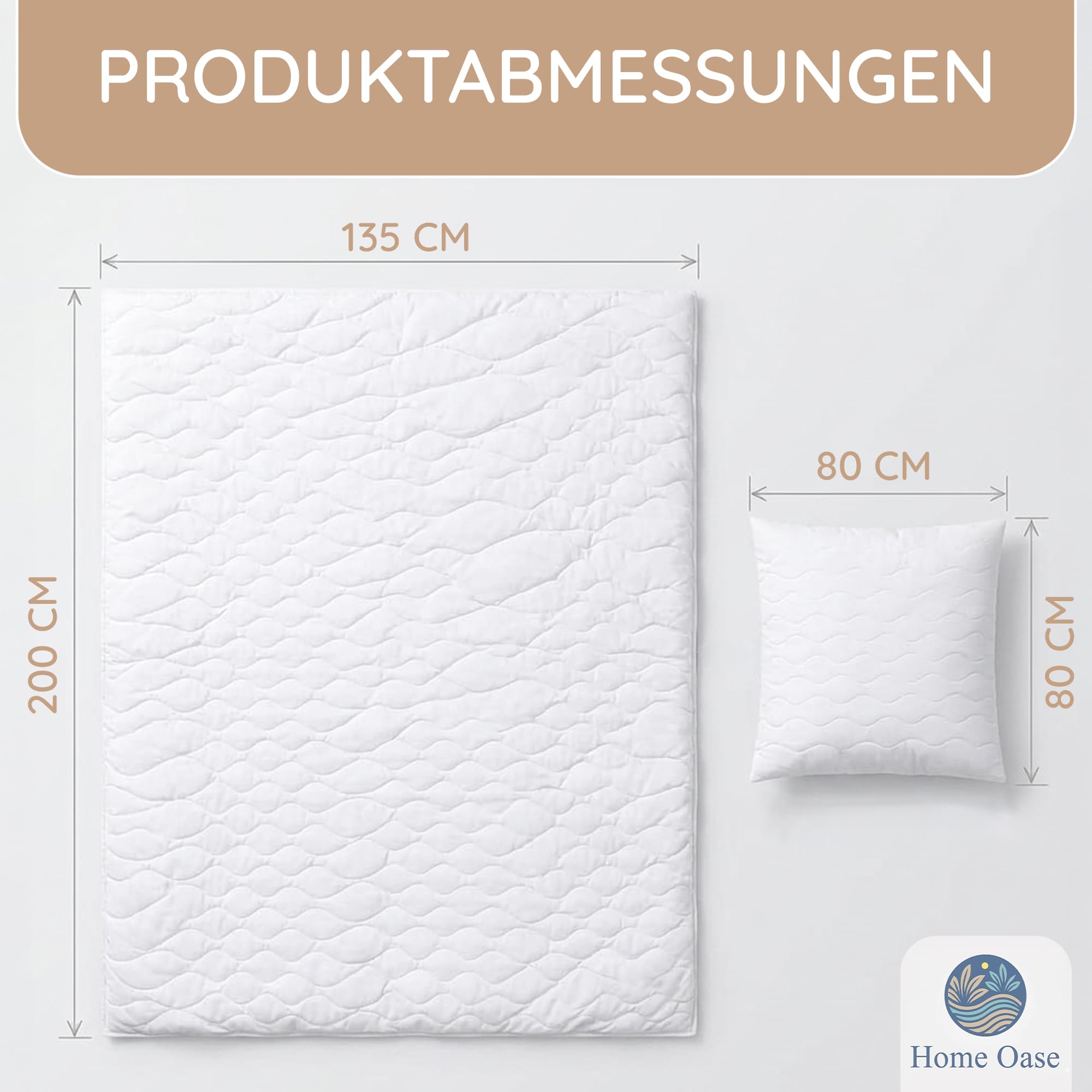 Bettdecken Set 4-teilig - 2X Ganzjahres Decke 135x200 + 2X Kissen 80x80 cm - ÖKO-TEX® Zertifiziert - pflegeleicht waschbar bis 95° - Bettenset weich & atmungsaktiv - Made in EU