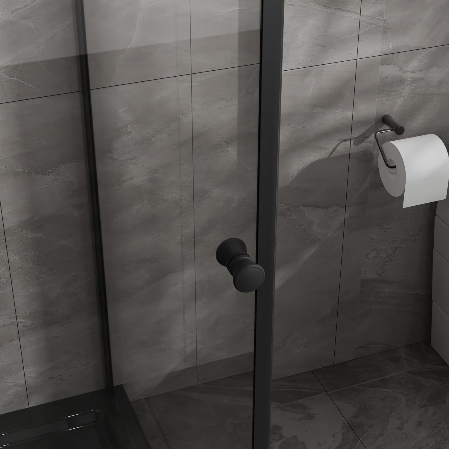 Shower Enclosure 36 in.D x 36 in. W x 72 in. H, Corner Shower Door with Shower Base, Pivot Opening Frameless Shower Stall with 1/4 in Clear Tempered Glass, Black Set