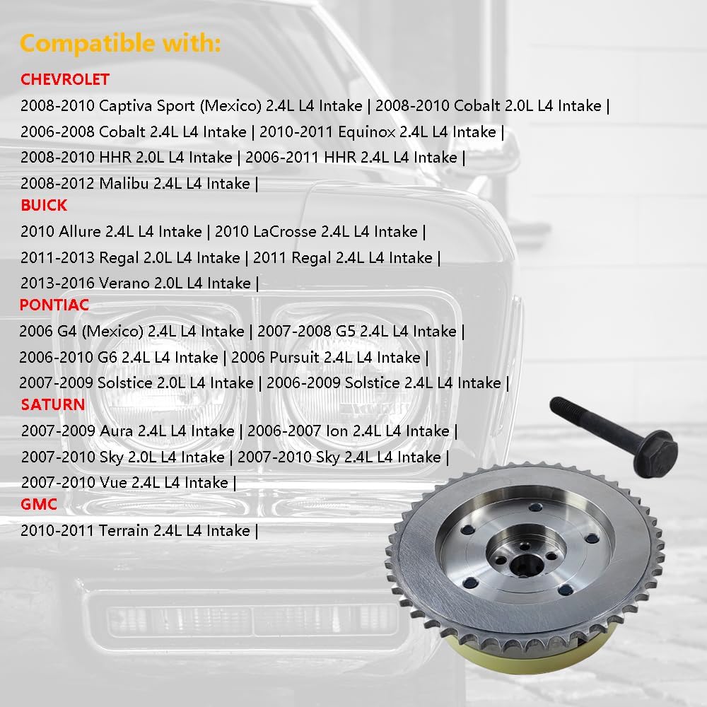 Camshaft Sprocket Phaser Gear | Fit for Buick LaCrosse Regal Verano, Chevrolet Equinox Malibu HHR Captiva, GMC Terrain, Pontiac G5 G6 Pursuit Solstice, Saturn Aura Ion Sky Vue | OE# 12578515, 917-270