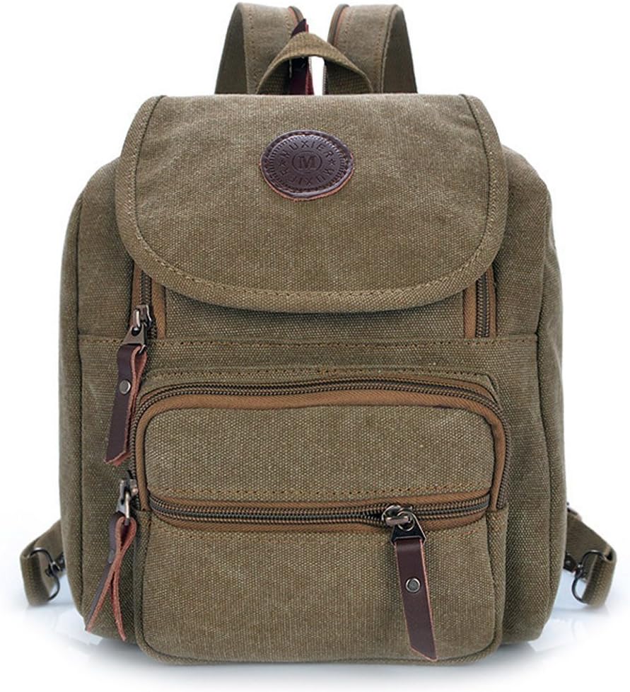 Multi Zipper Pocket Small Cross Body Shoulder Bag Backpack (Khaki)