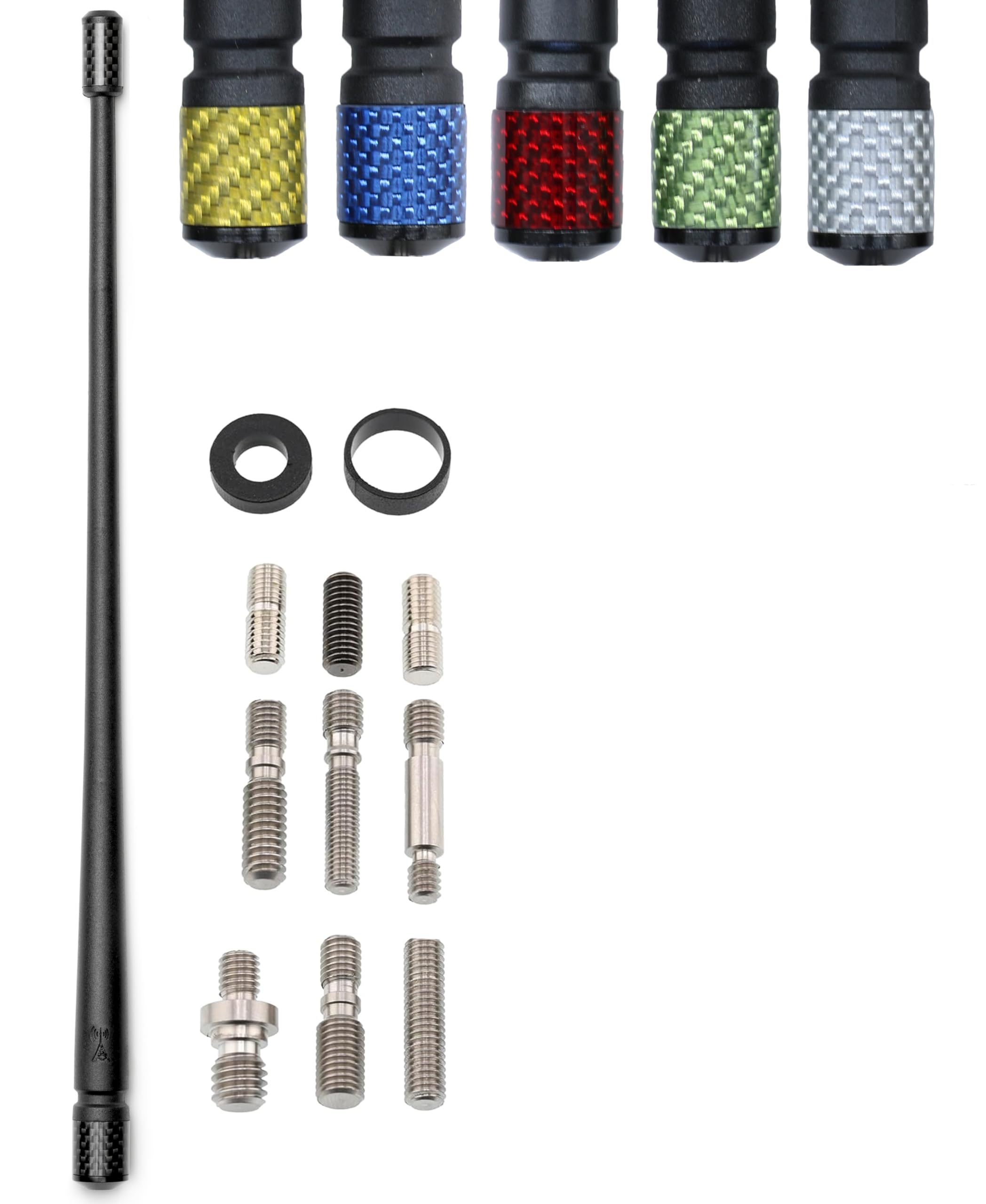 Votex - 13 Inch Rubber Carbon Fiber (Black, Blue, Gold, Green, Red, Silver) Antenna Fits Ford F150 - F250 - F350 | Jeep Wrangler - Gladiator | Toyota Tacoma - Tundra | Chevrolet Silverado | GMC Sierra