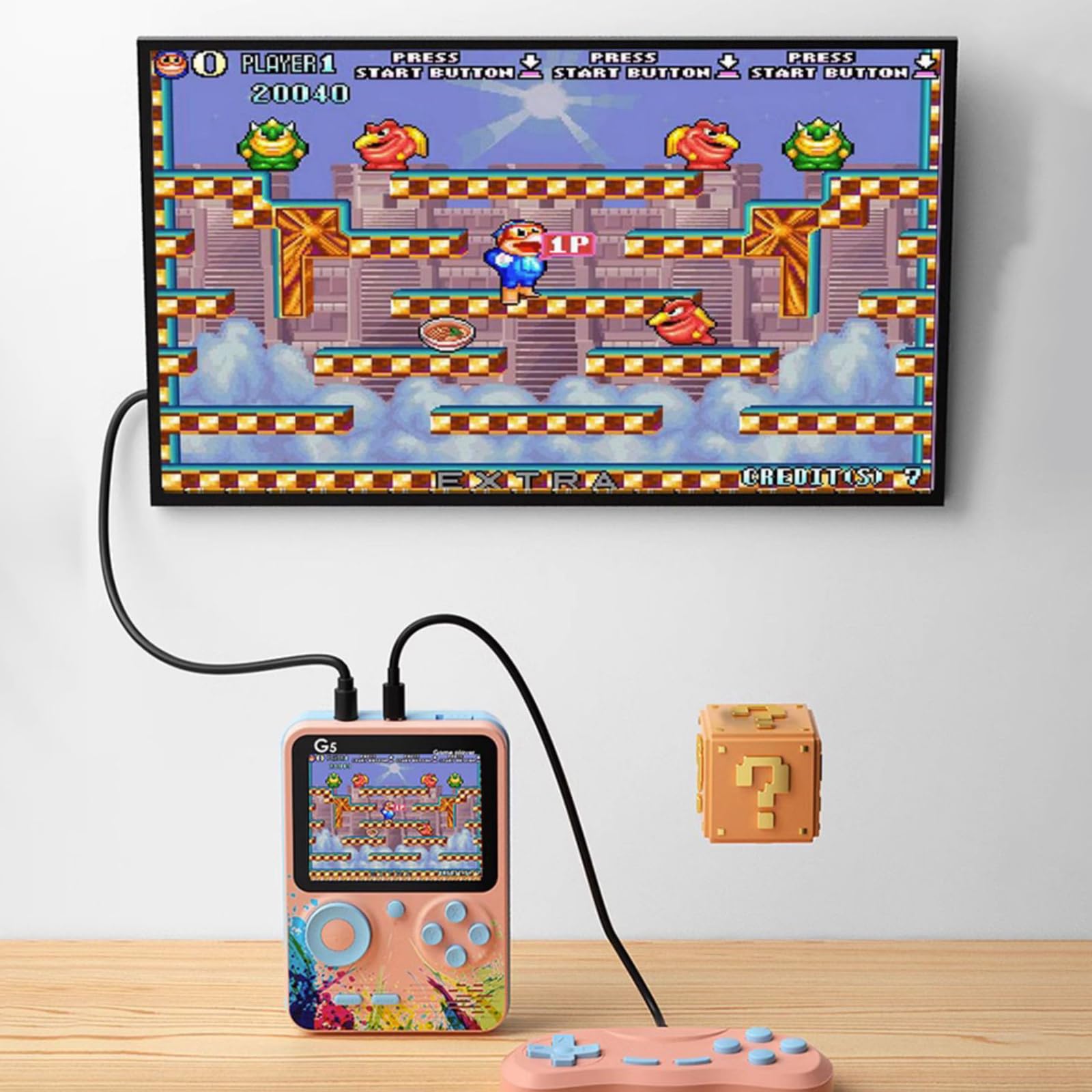 Console Portable Rétro MSCHENZW - Écran LCD 7,6 Cm - 500 Jeux Intégrés - 8 Bits - Vert - Cadeau Nostalgie