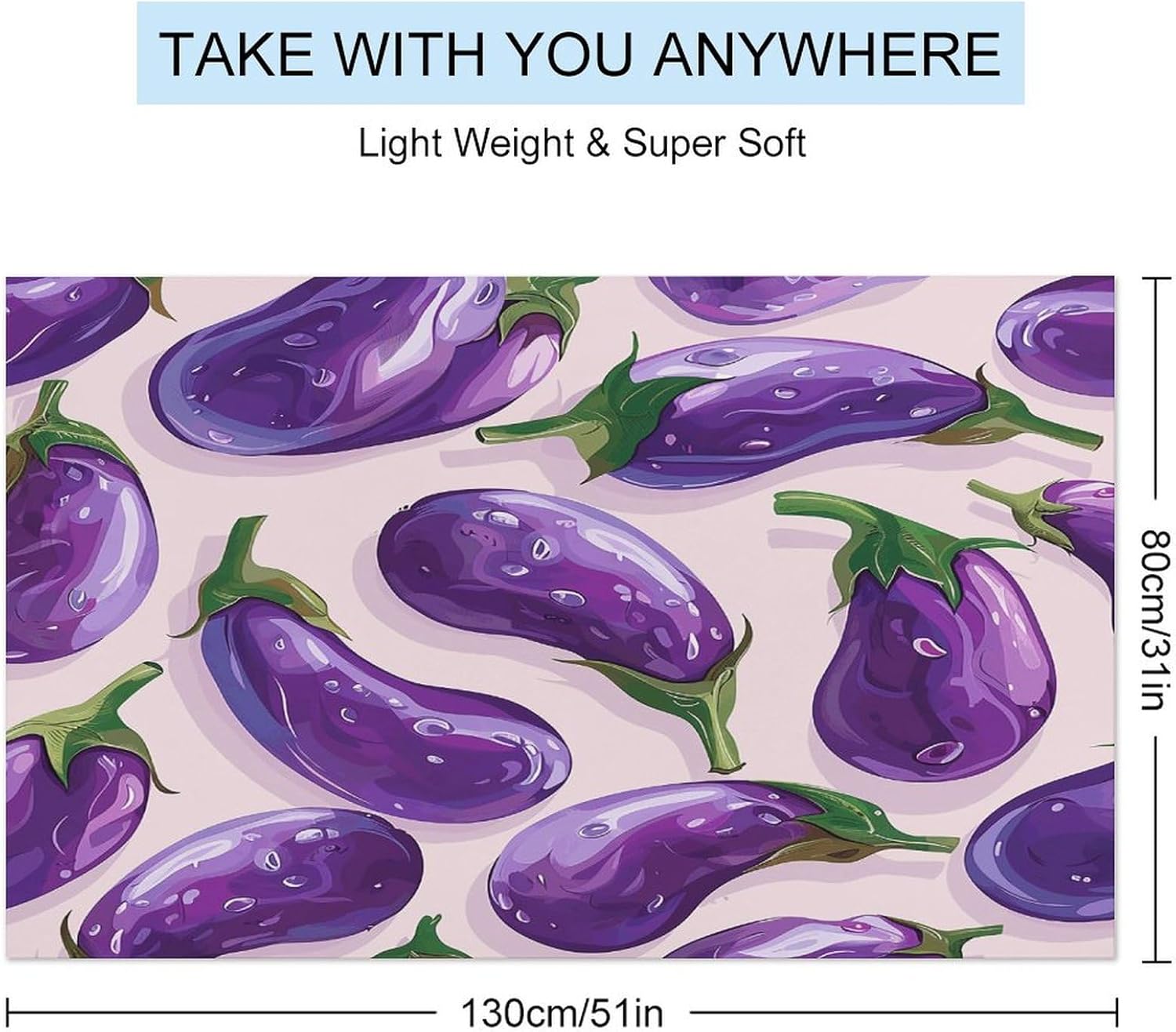 Swimming Towel, Fresh Purple Eggplant Printed Fashion Towel,Portable Towel,Durable Towel