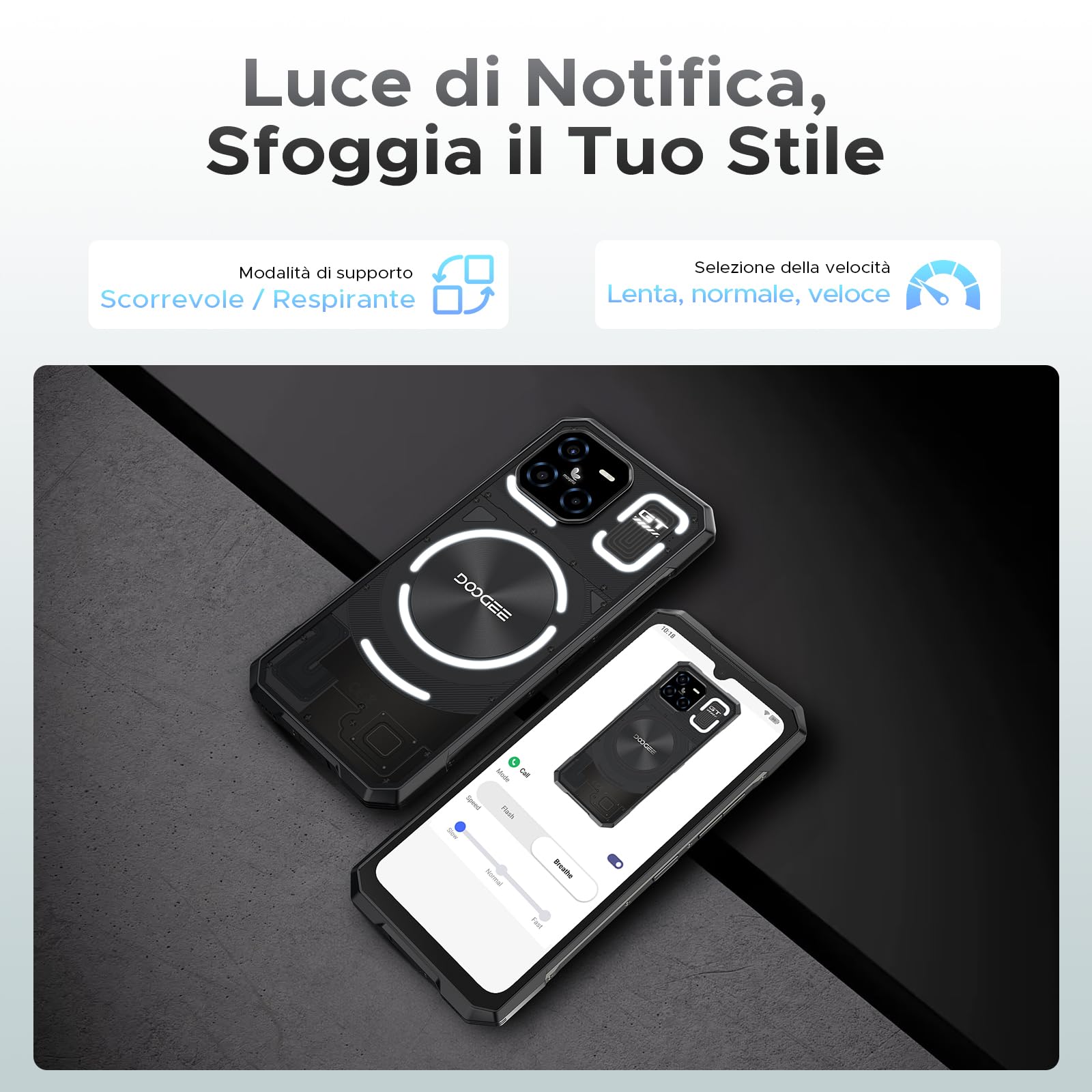 DOOGEE Blade GT Ultra 2025 Rugged Smartphone 5G, 36GB RAM + 512GB ROM, MediaTek 4nm 7300, Effetto Luce LED,100MP+32MP, 6.72" FHD+120Hz Telefono Indistruttibile, Android 14/NFC/WiFi6/Face ID/BT5.2/OTG