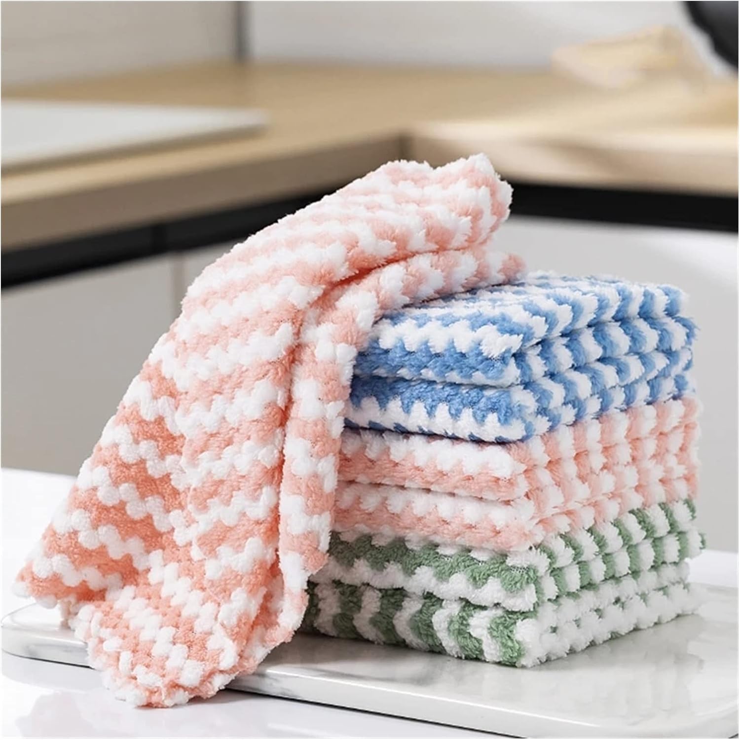 Non-Stick Oil Kitchen Anti-Grease Wiping Rags Efficient Coral Fleece Wipe Cloth Cleaning Washing Dish Towel