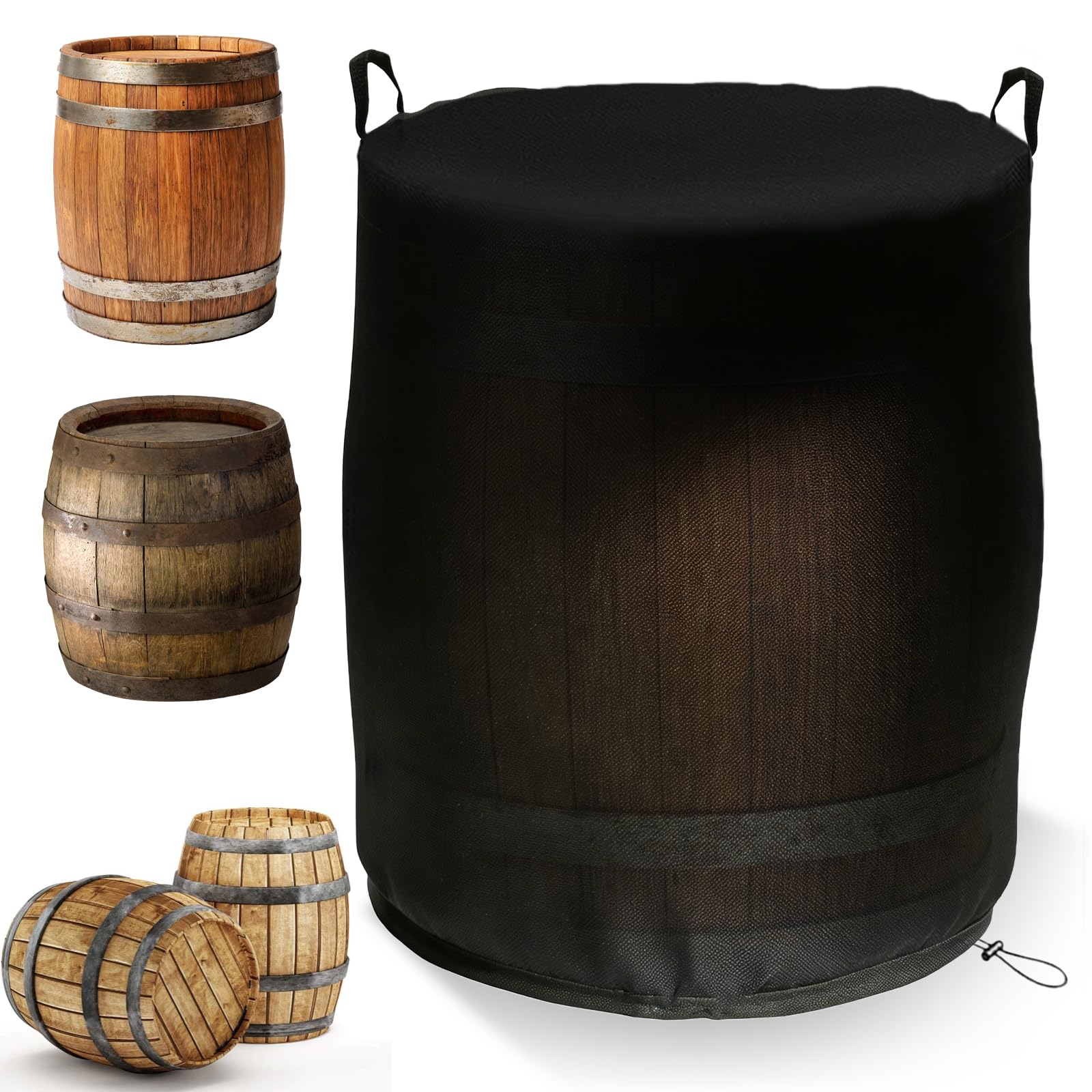Copertura impermeabile per serbatoio dell'acqua piovana in tessuto Oxford 420D, copertura completa con coulisse e manici per barile di pioggia, antivento, antipolvere, antistrappo, 80 x 80 x 120 cm