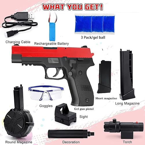 Miniatura 5 de JM X2 - Lanzadores eléctricos de bolas con juguetes de tambor, lanzadores de bolas de salpicaduras con 3 W + bolas de munición y gafas de seguridad,