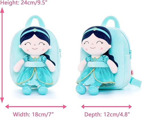 Miniatura 2 de Gloveleya Mochila para niñas y niños, mochilas suaves para niñas, juguetes de felpa para bebés, regalos con felpa de princesa Jasmins, muñeca Aqua