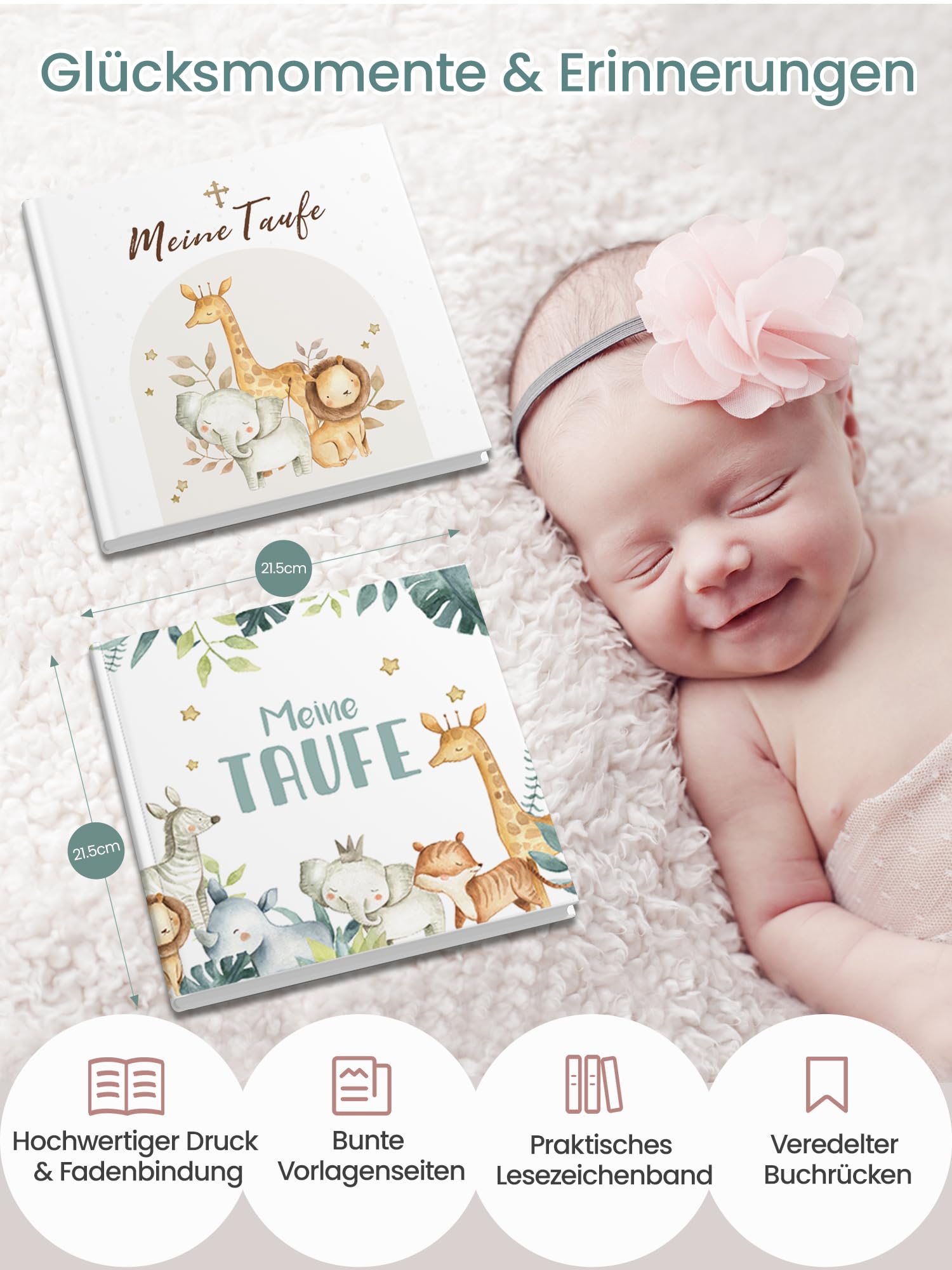 Legezon Meine Taufe – Gästebuch & Erinnerungsbuch zur Taufe mit Aufklebern | Taufgeschenk für Mädchen & Jungen, Patenkind | Taufalbum zum Ausfüllen für Glückwünsche & Fotos