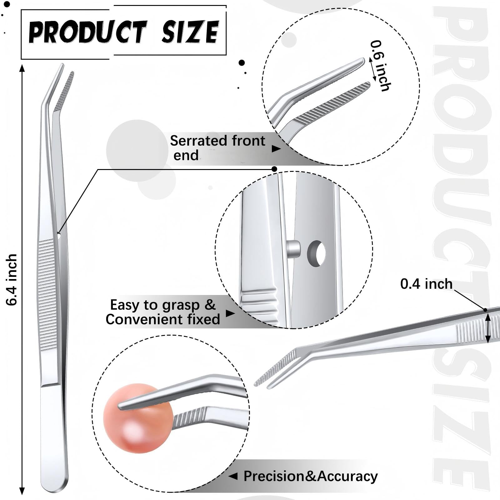 Pince à épiler multifonction en acier inoxydable avec pointe dentelée incurvée pour machine à coudre, pince à épiler pour travaux manuels, argent (32)