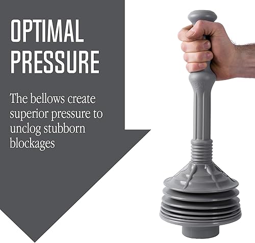 Miniatura 4 de JS Jackson Supplies - Fuelle acordeón profesional, émbolo para WC, empuje de inmersión elimina obstrucciones resistentes en los inodoros, baños