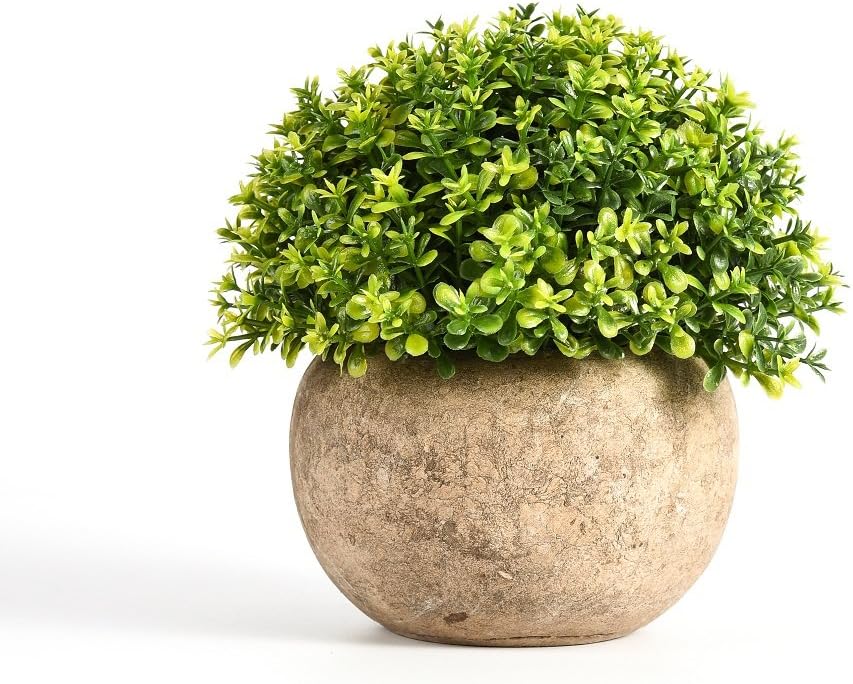 5 Inch x 5 Inch Artificial Plant Potted Green Grass Indoor Retro Fake Plant for Bedroom Home Decor Mini Pot Plant