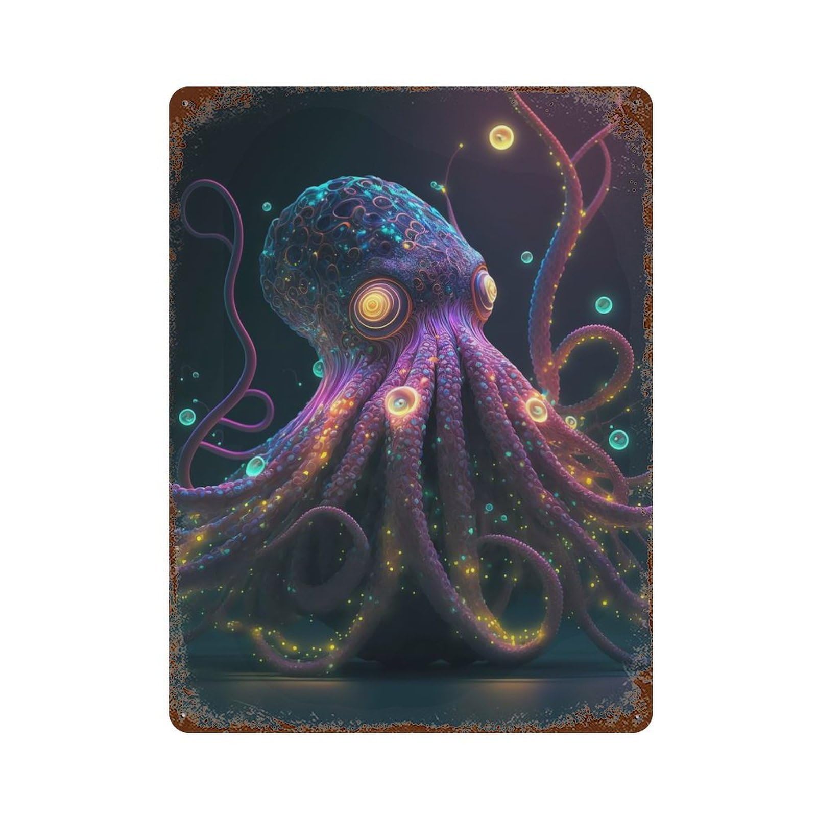 Cosmic Octopus 15.7"x11.8" Decorative Tin Sign, Retro Wall Decor for Bistro, Counter And Cafe Decor