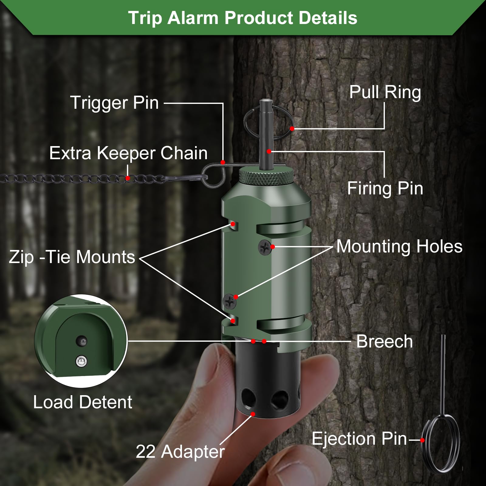Alarma de viaje perimetral, alarma de viaje, dispositivo de alarma de alambre de viaje de camping de calibre 12, alarma de viaje de seguridad para camping, sistema de seguridad de advertencia temprana
