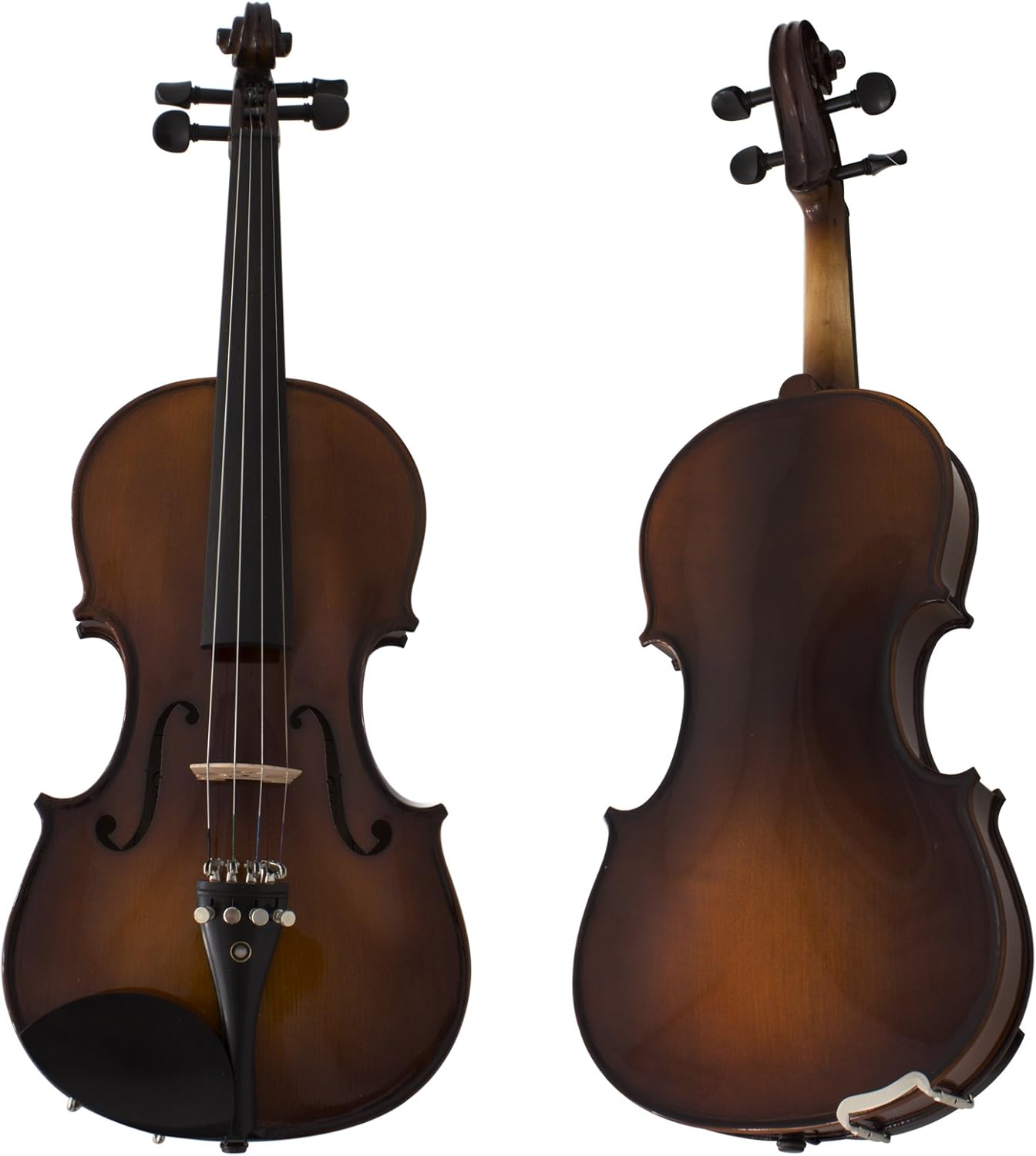 Cecilio 4/4 Full Size Violin, Hand-Carved Solid Maple & Spruce with Ebony Fittings, Includes Case, Bows, Rosin - Ideal for Practice, Performances