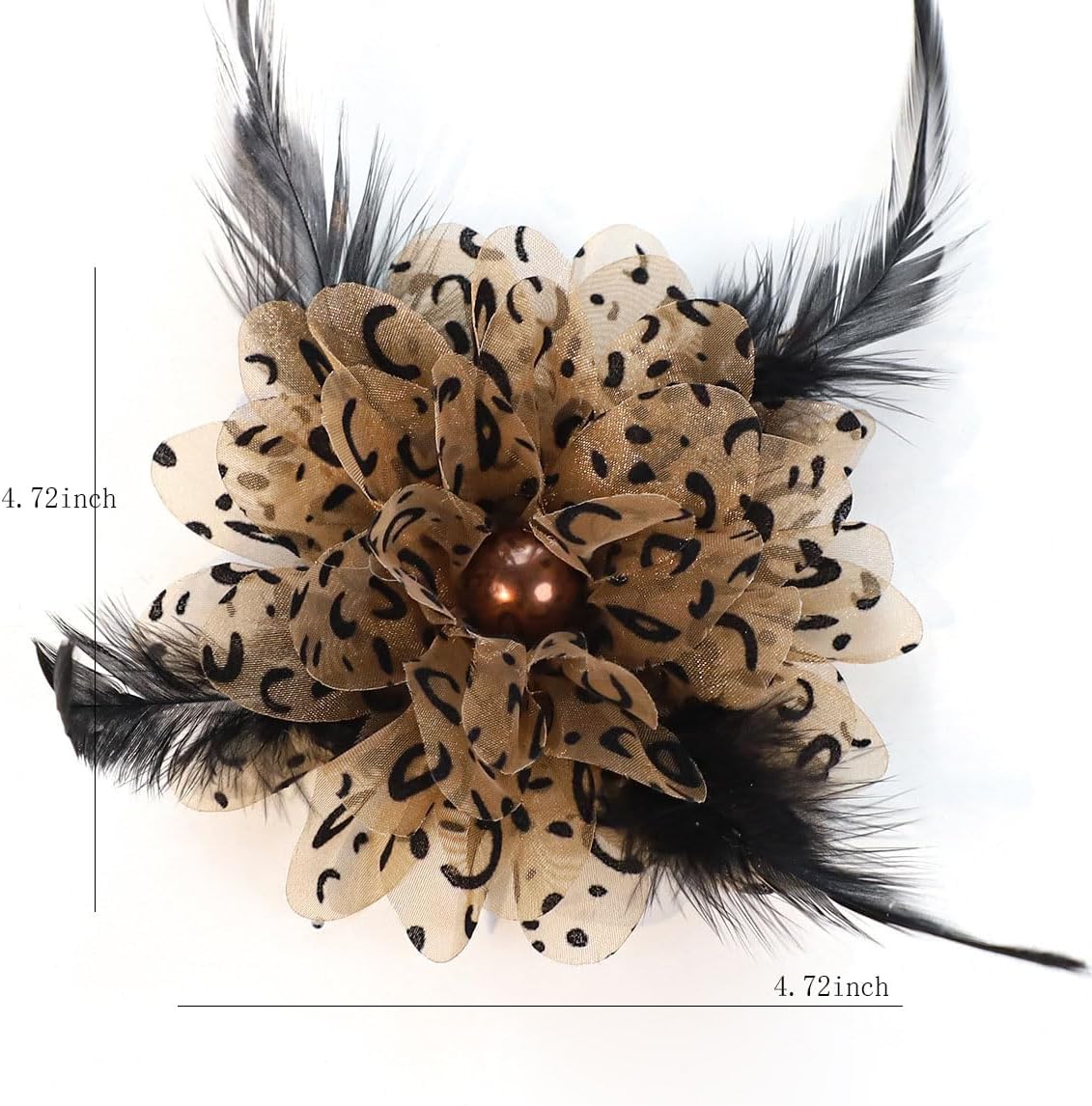 Leopard Brooch Pin Hairpin Black Feather Broochs Elegant Large Flower Brooch Pin for Women Fashion Lapel Pins Dainty Wedding Dress Skirt Broochs Scarf Hat Pins Clothing Decoration Accessories
