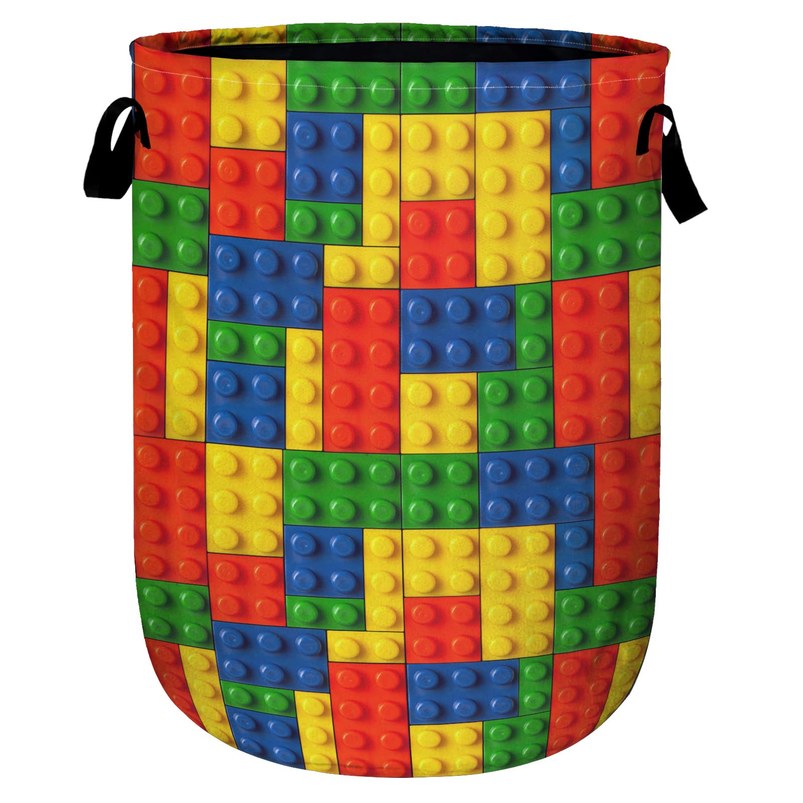 Colorful Building Blocks Laundry Basket, Laundry Hamper Collapsible Oxford Cloth with Handle Clothes Storage Bin for Bathroom Laundry Room Bedroom 15.7 X 20 Inch