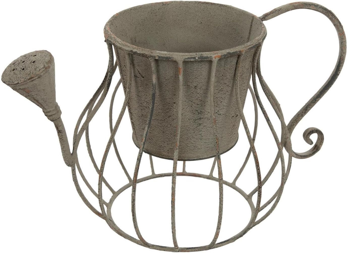 Hobby Lobby Spring Decorative Metal Watering Can Planter, 8.5" H x 15" W x 9" D, Distressed Gray, Indoor/Outdoor