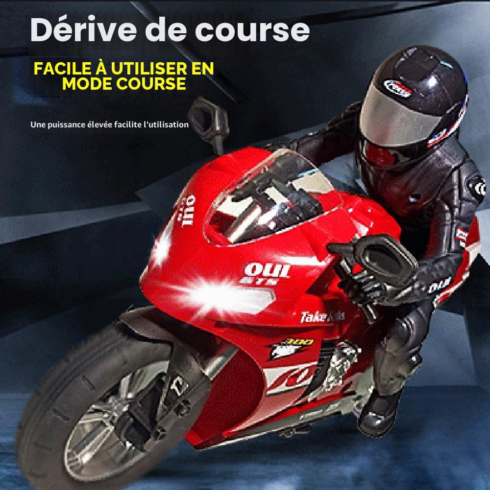 Goolsky Moto de cascade télécommandée auto-équilibrée 1/6 2,4 G moto télécommandée qui tourne en place / équilibre auto-stabilisant / drift à 360°