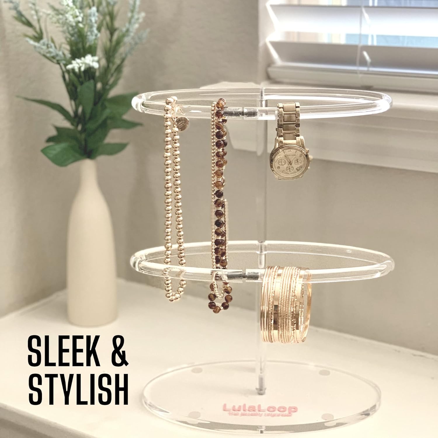 Premium Unique Jewelry Organizer, Stand, Tower, Display, Storage for Bracelets, Bangles, Necklaces, Chains, Watches, Rings, Earrings, Schrunchies, Hair Ties, Women and Girls