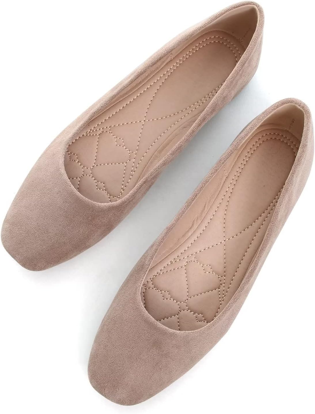 Classic Solid Square Toe Ballet Flats for Women Comfort Casual Flats Lightweight Slip on Loafers Suede Dress Shoes