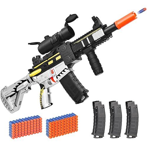 Realistic Toy Foam Blaster Gun - Electric Sniper Rifle with Scope 120 Soft Bullets 3 Magazines, Automatic Dart Gun for Boy Ages 8-12 Years Old, Indoor Outdoor Gifts for Adult Kid Christmas Birthday