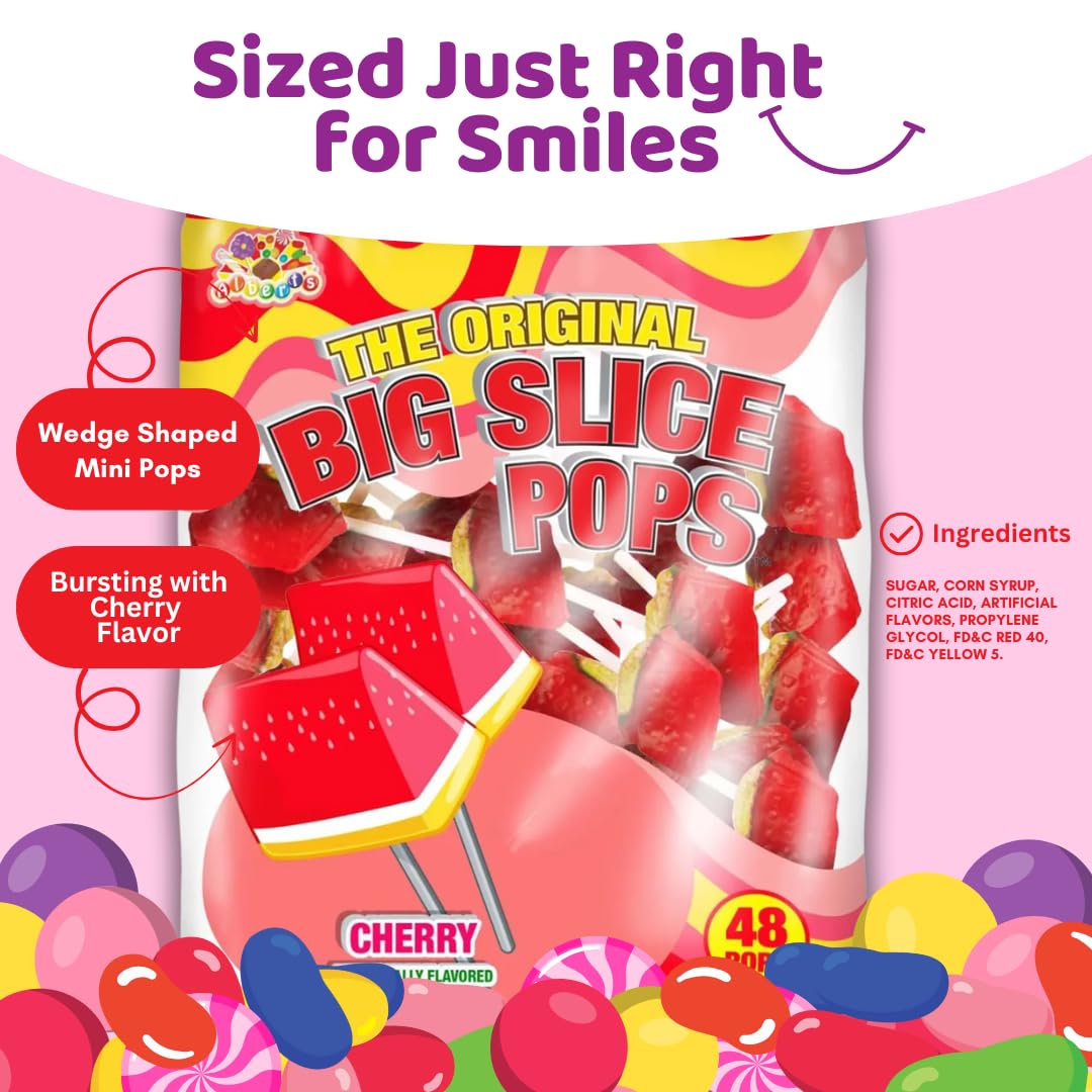 Amazon.com : ALBERT'S Big Slice Cherry Lollipops – 48 Count Bulk