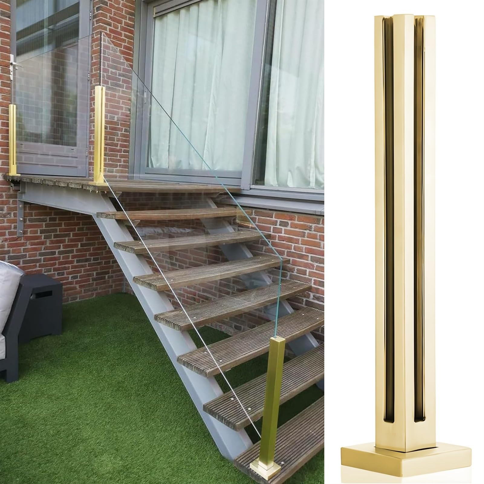 Poteau d'angle inox pour sublimer votre terrasse en verre