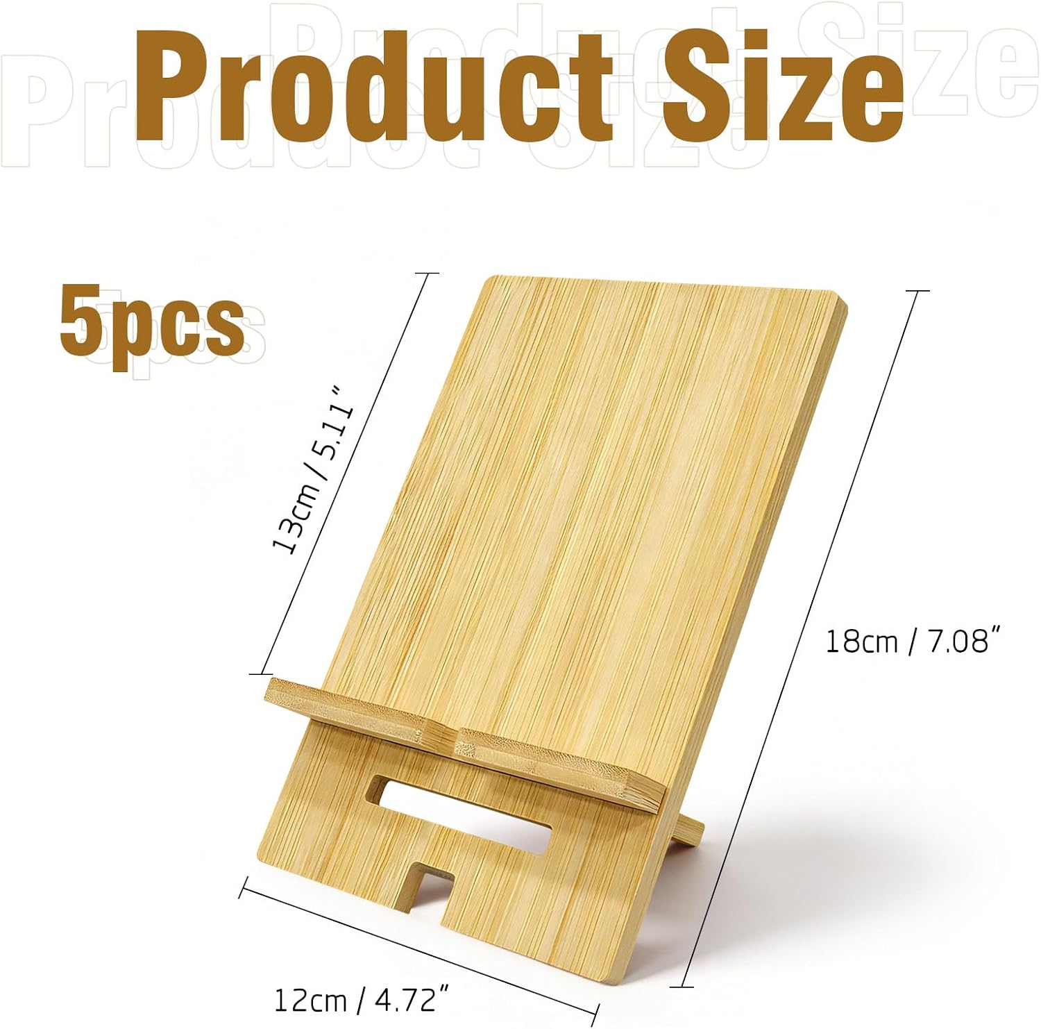 5 Pcs Bamboo Book Stand for Display Natural Easel Book Holder for Home Office School Fits CDs Comics Magazines Postcards Albums Artworks Phones(7.1x4.7x5 Inch)