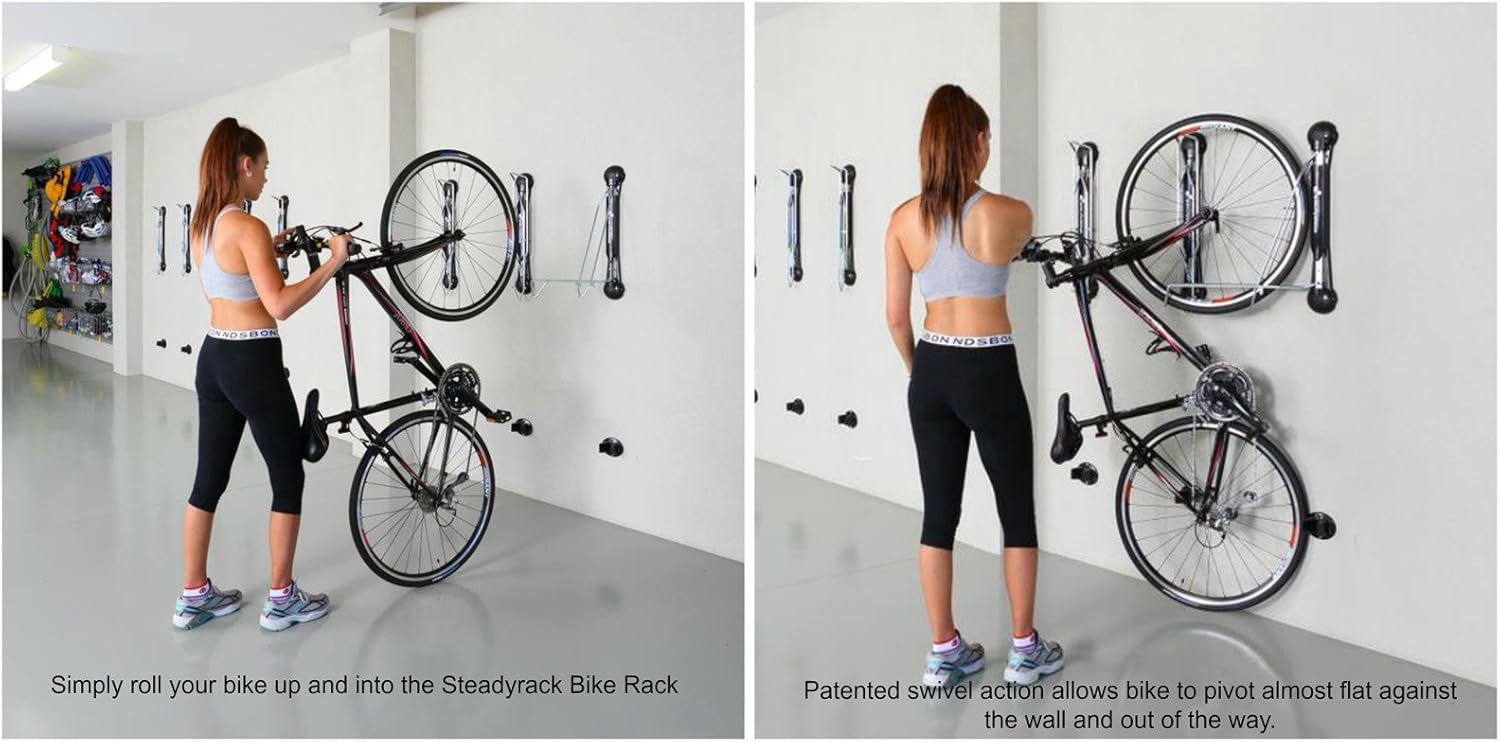 Steadyrack Porte-Vélos - Support Mural Garde-Boue en Métal Robuste, Design Pivotant 160° pour Gain d'Espace - Description
