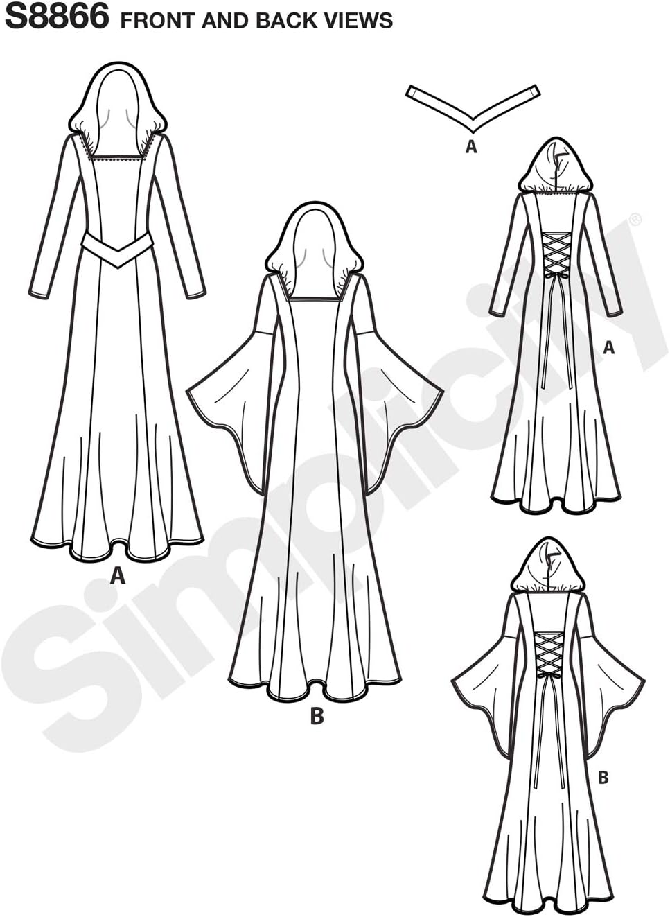 Simplicity Women's Fantasy Cosplay Costume Gown Sewing Patterns, Sizes 14-22