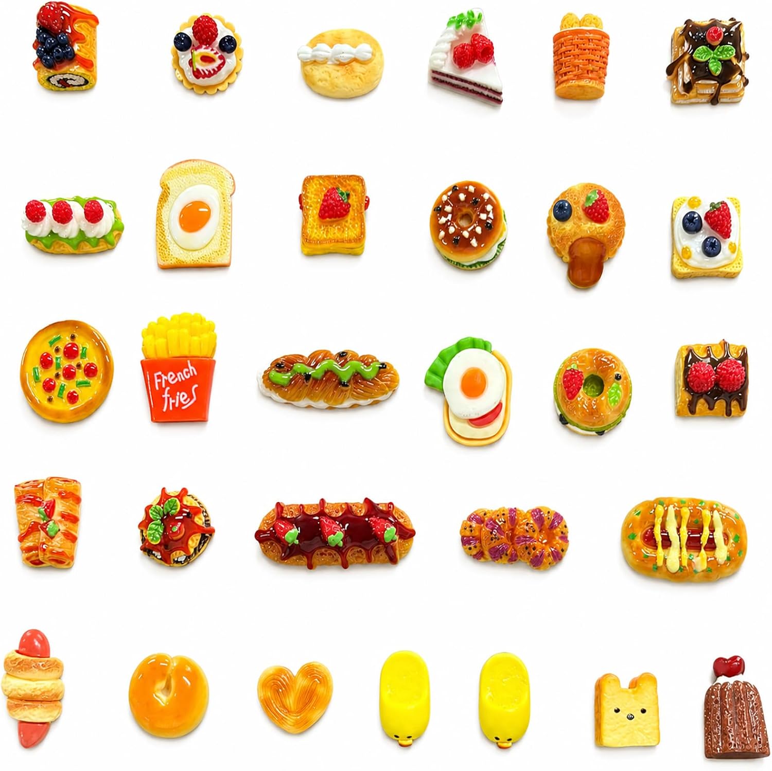 30Pcs Food Shoe Charms for Clog Sandals, Cute Resin Decoration Accessories