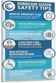 Hurricane Season Safety Tips Poster Canvas Painting Posters And Prints Wall Art for Living Room Bedroom Decor 20x30inch(50x75cm)