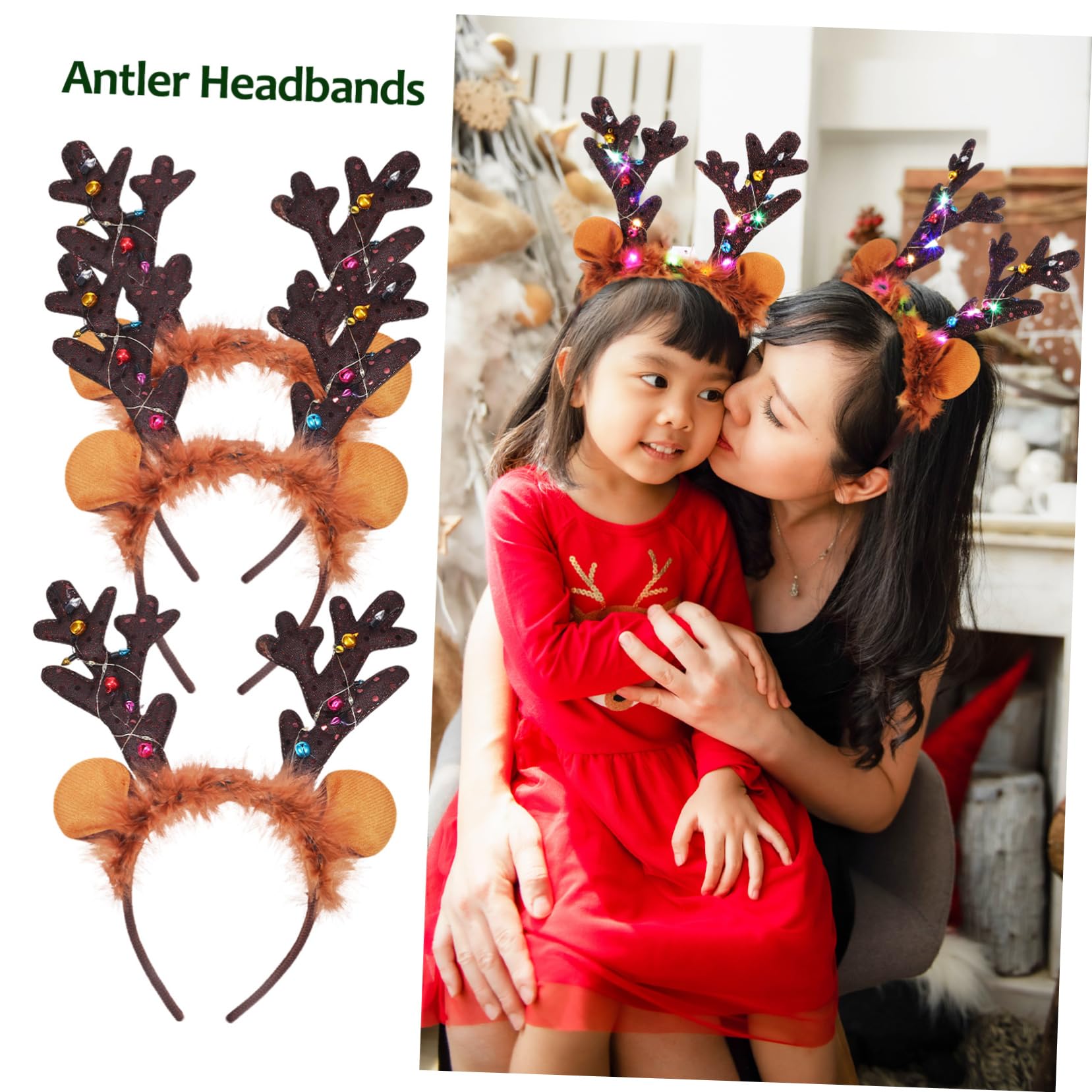 ibasenice 3pièces Bandeaux Renne Noël Accessoires De Tête Adorables pour Fête Cosplay Confortables Et Légers Décorations De Noël