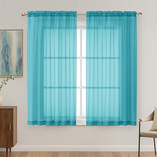 Miniatura 127 de OVZME 2 paneles de cortina traslúcidas para ventana, 96 pulgadas de largo, para dormitorio, diseño de bolsillo superior para cortinero, tratamiento