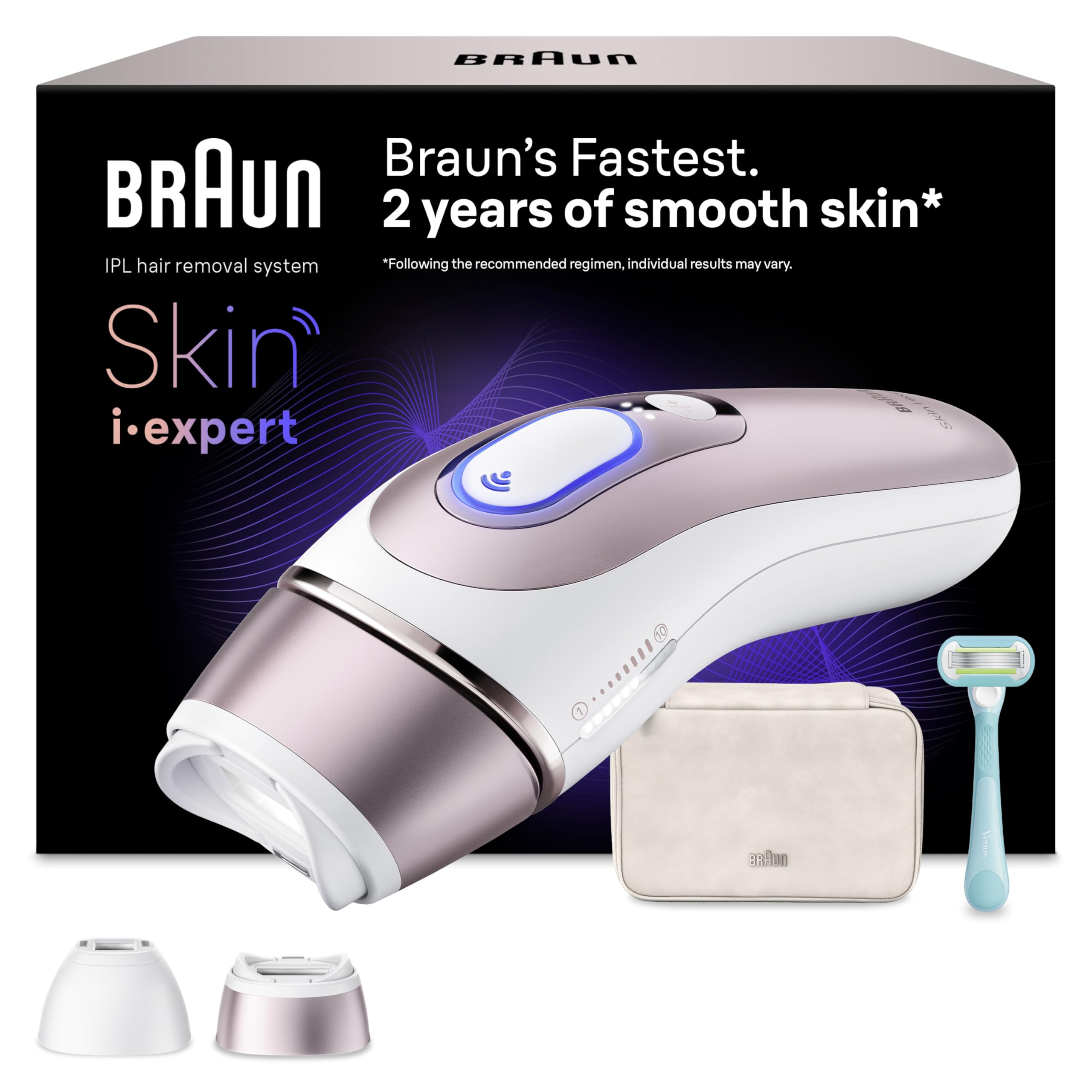 Braun Smart IPL Geräte Haarentfernung Skin i·expert 7, PL7211, Rosegold | Alternative Laser Haarentfernung für Zuhause, Dauerhafte Haarentfernung, Inkl. Etui, Gillette Venus Rasierer Und 2 Aufsätze