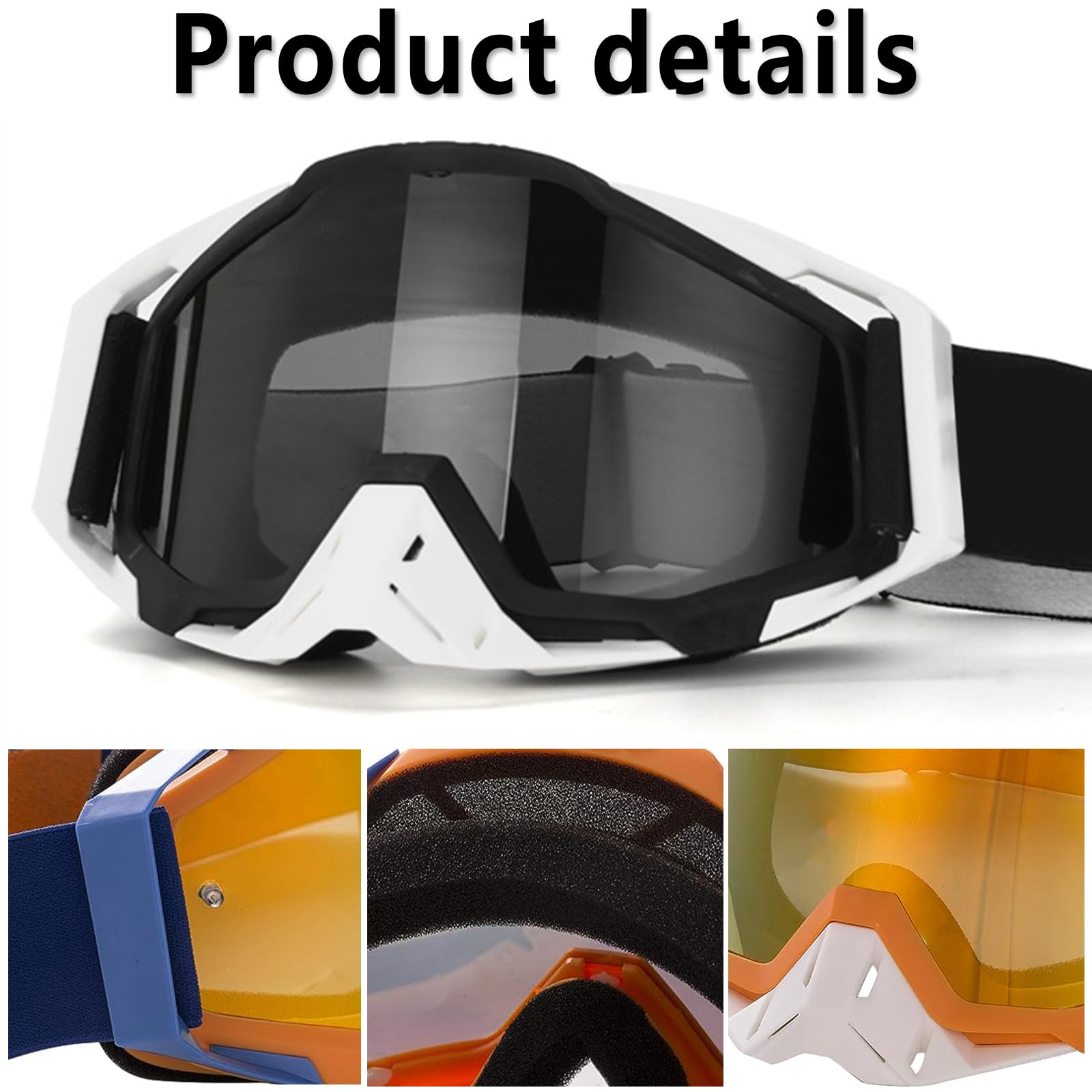 Occhiali da motocross, antivento, anti-polvere, occhiali da motocross, occhiali da sci, anti-appannamento, anti-appannamento, occhiali da sci, occhiali da corsa, per ciclismo, corsa di fondo, ATV, UTV