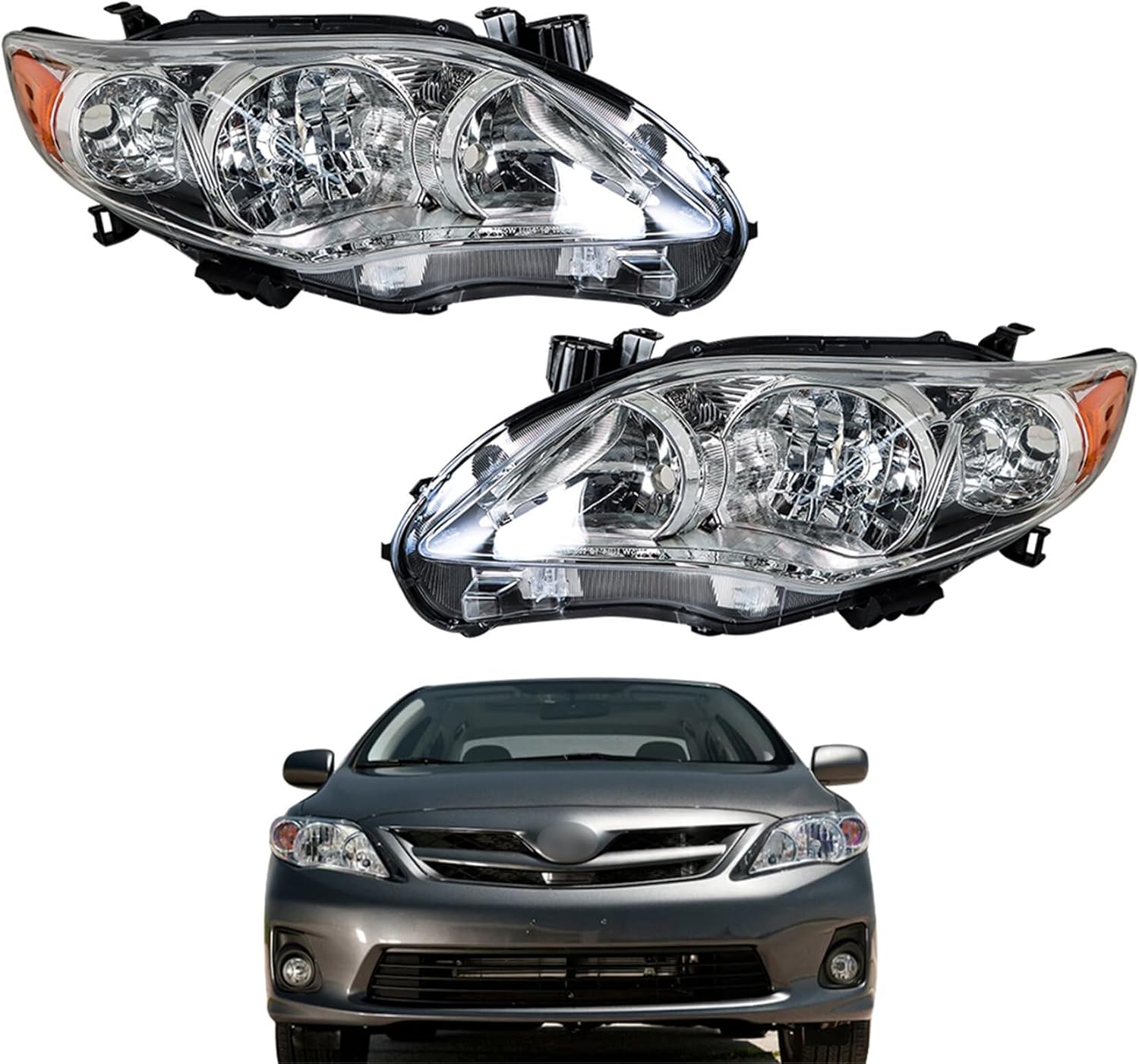 labwork Headlight Headlamp Assembly Replacement for Corolla 2011 2012 2013 Projector Black Lamps Driver and Passenger Side