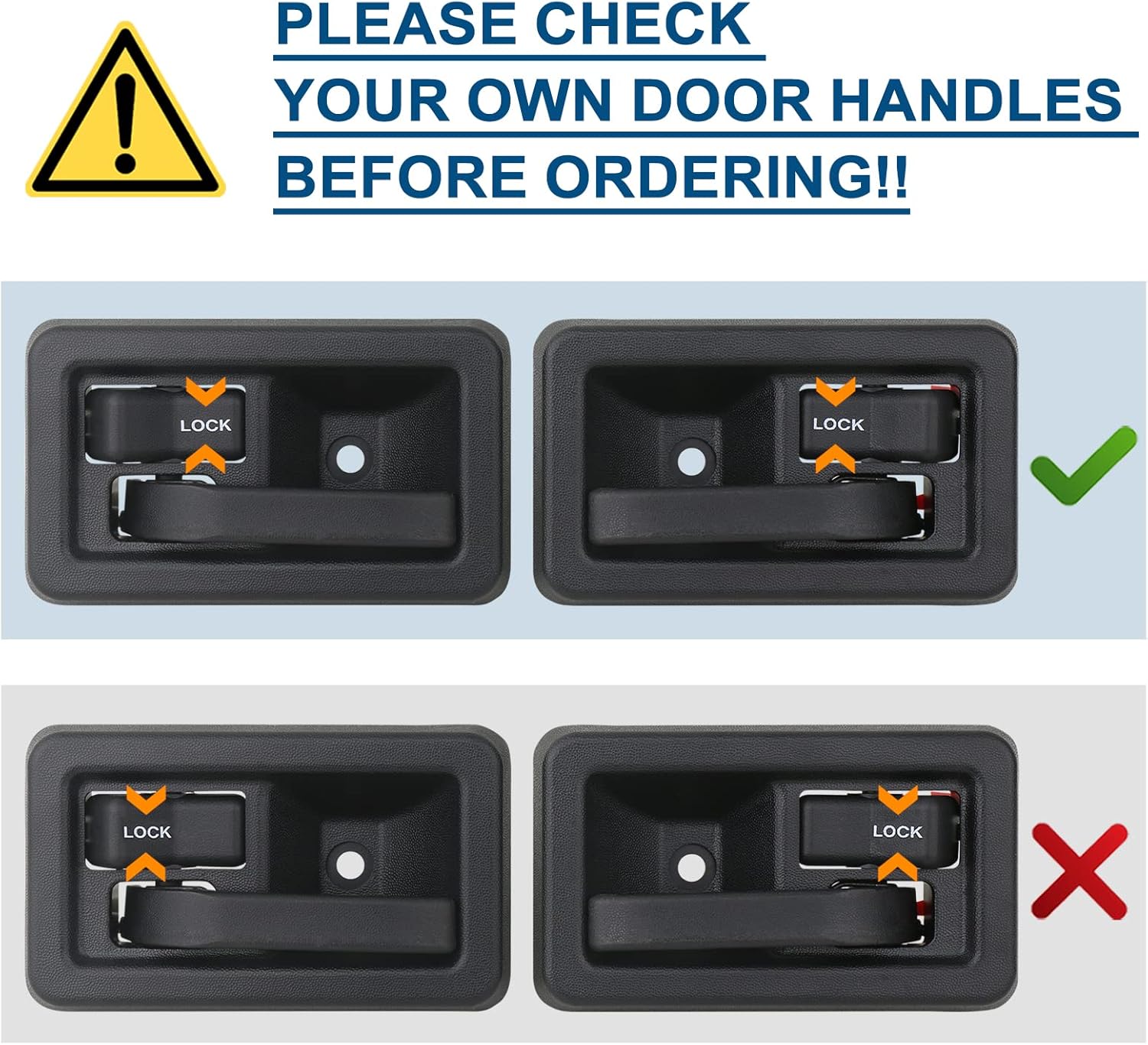 APPERFiT Exterior & Interior Door Handles w/Keepers Compatible with Jeep Wrangler YJ TJ 1991-2002 with Full Doors Replaces 55176382AE 55176383AE 55176477AB 55176476AB